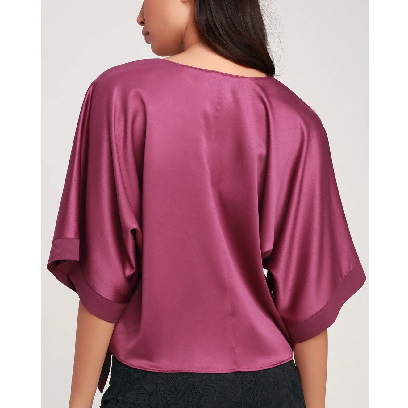 Other Lulus Mixology Purple Satin Tie-Front Purple Satin Blouse XS Size XS / US 0-2 / IT 36-38 - 2 Thumbnail