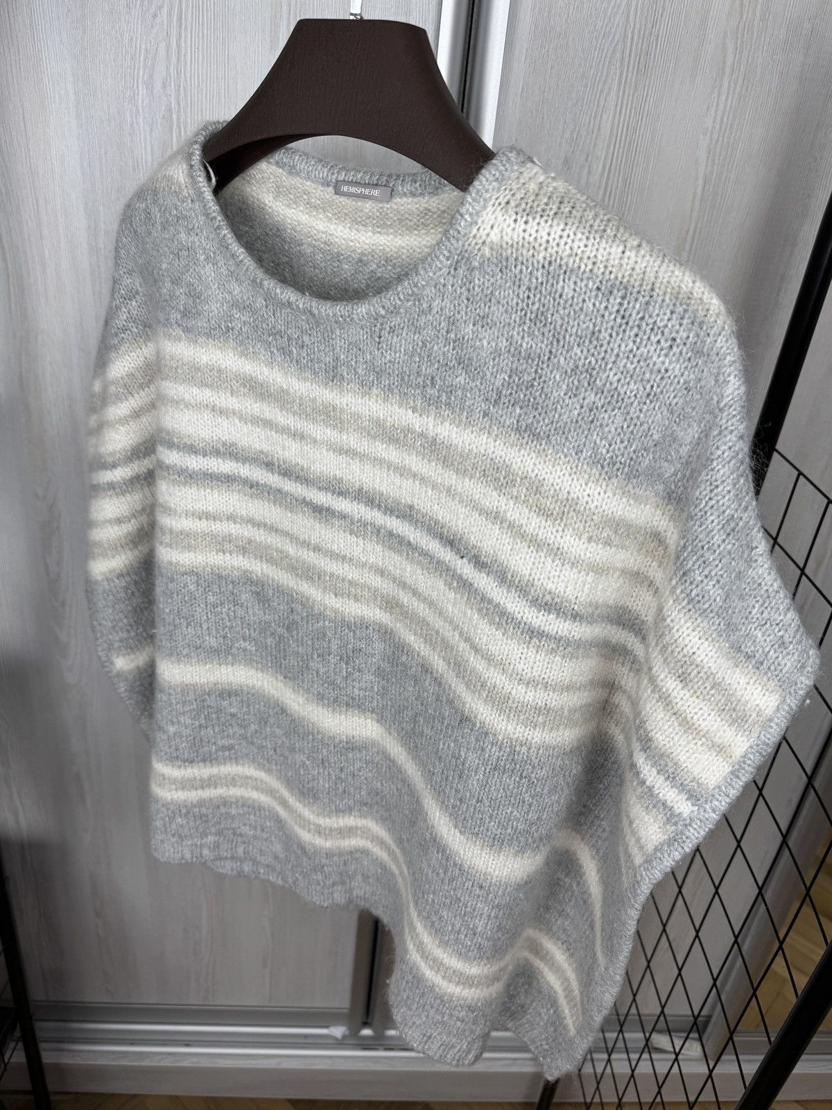 Other Hemisphere oversized grey knitted poncho vest sweate striped Size ONE SIZE - 5 Thumbnail