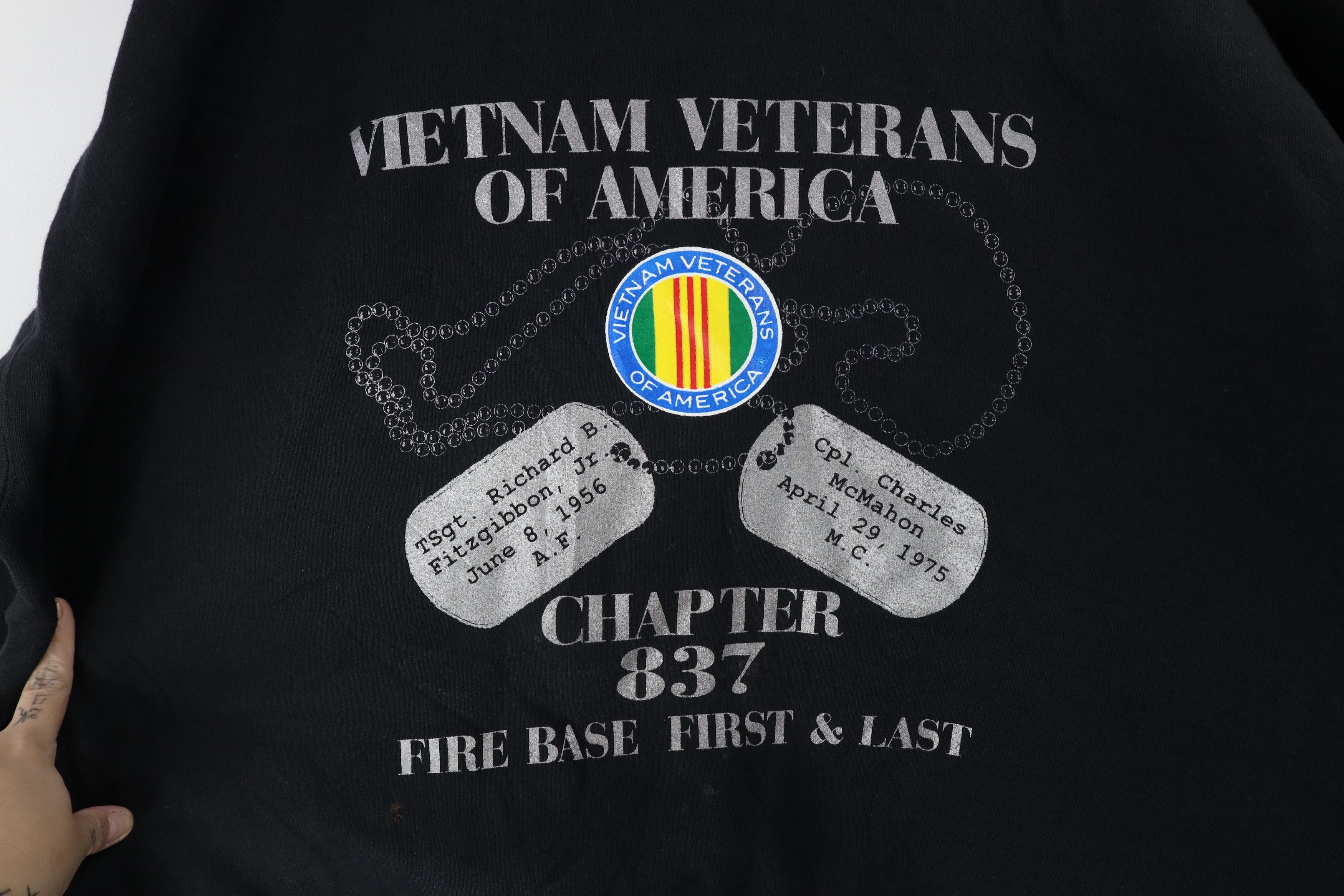Vintage Vintage 90s Veterans of America Chapter 837 Sweatshirt Black Size US XXL / EU 58 / 5 - 6 Thumbnail