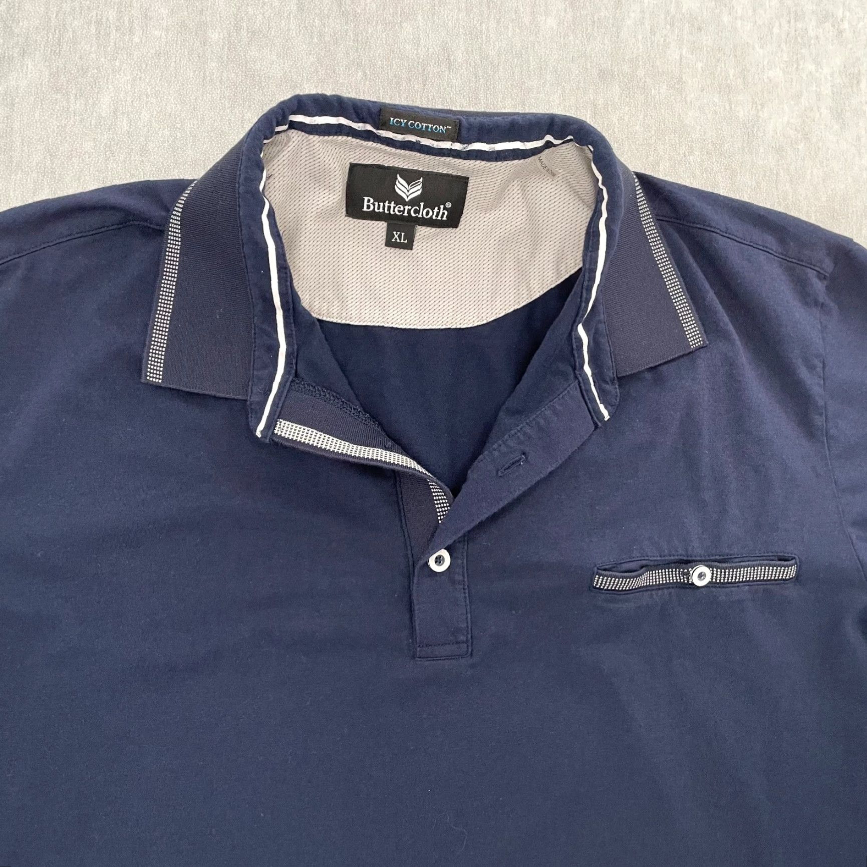 Vintage Vintage Butter Cloth Polo Shirt Adult XL Short Sleeve Blue Logo Casual Mens Size US XL / EU 56 / 4 - 3 Thumbnail