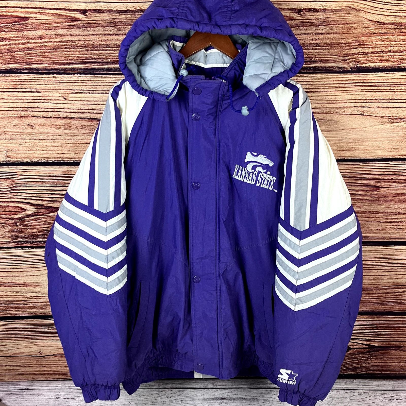 Starter × Vintage Vintage 1990s Kansas State Wildcats Starter Puffer Coat Size US XL / EU 56 / 4 - 1 Thumbnail