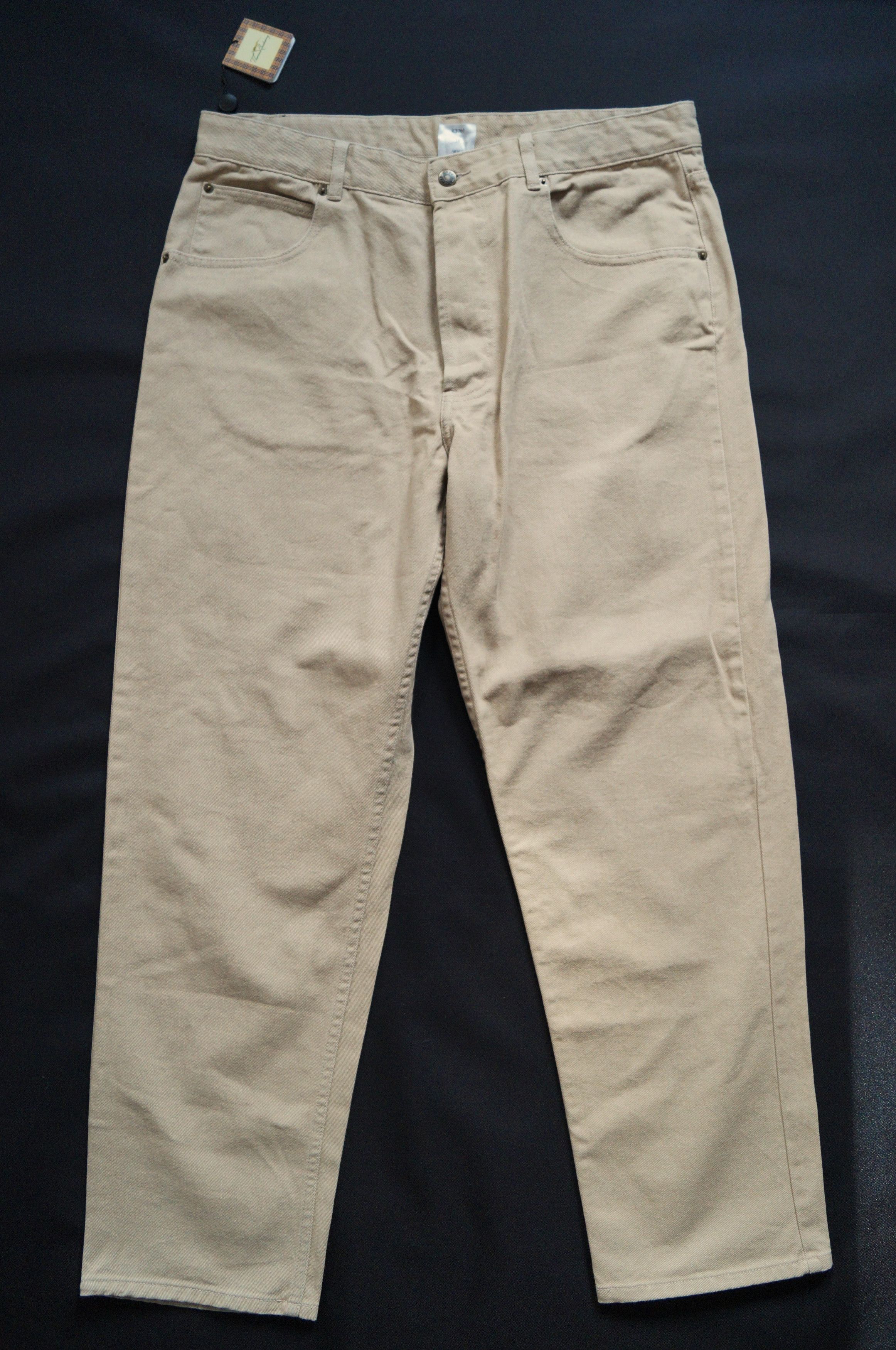 image of Thomas Burberry Cropped Denim Pants 36 Size in Ecru Beige, Men's