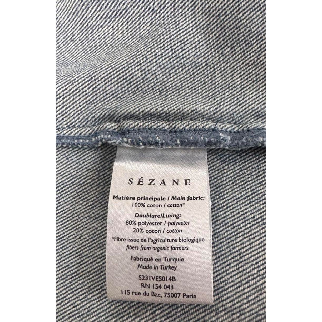 Sezane NWT Sezane denim FAYE JACKET vest Light Blue SZL bust39 Size L / US 10 / IT 46 - 9 Thumbnail