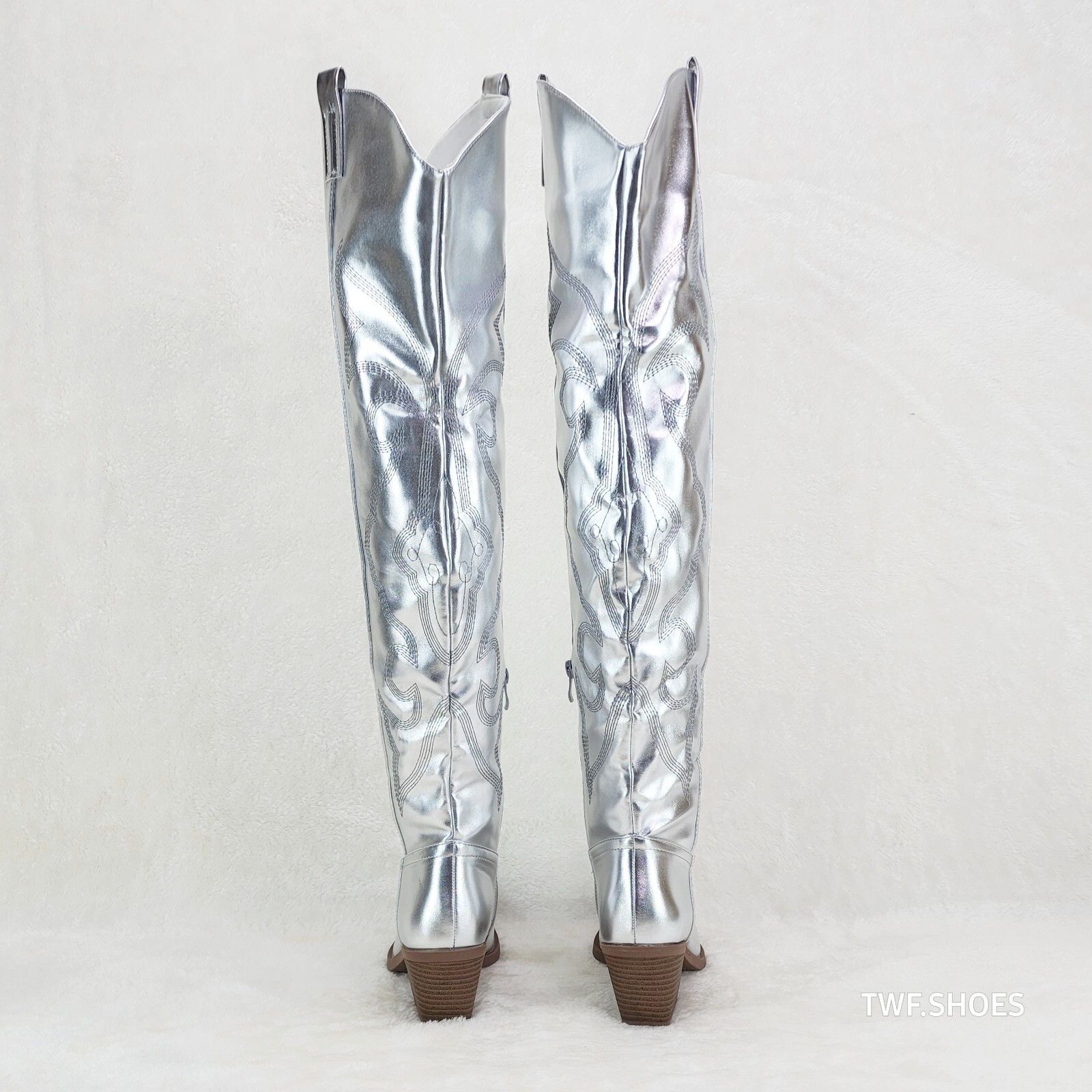 Other Country Disco Cowboy Metallic Silver Western Cowgirl OTK Thi Size US 10 / IT 40 - 3 Thumbnail