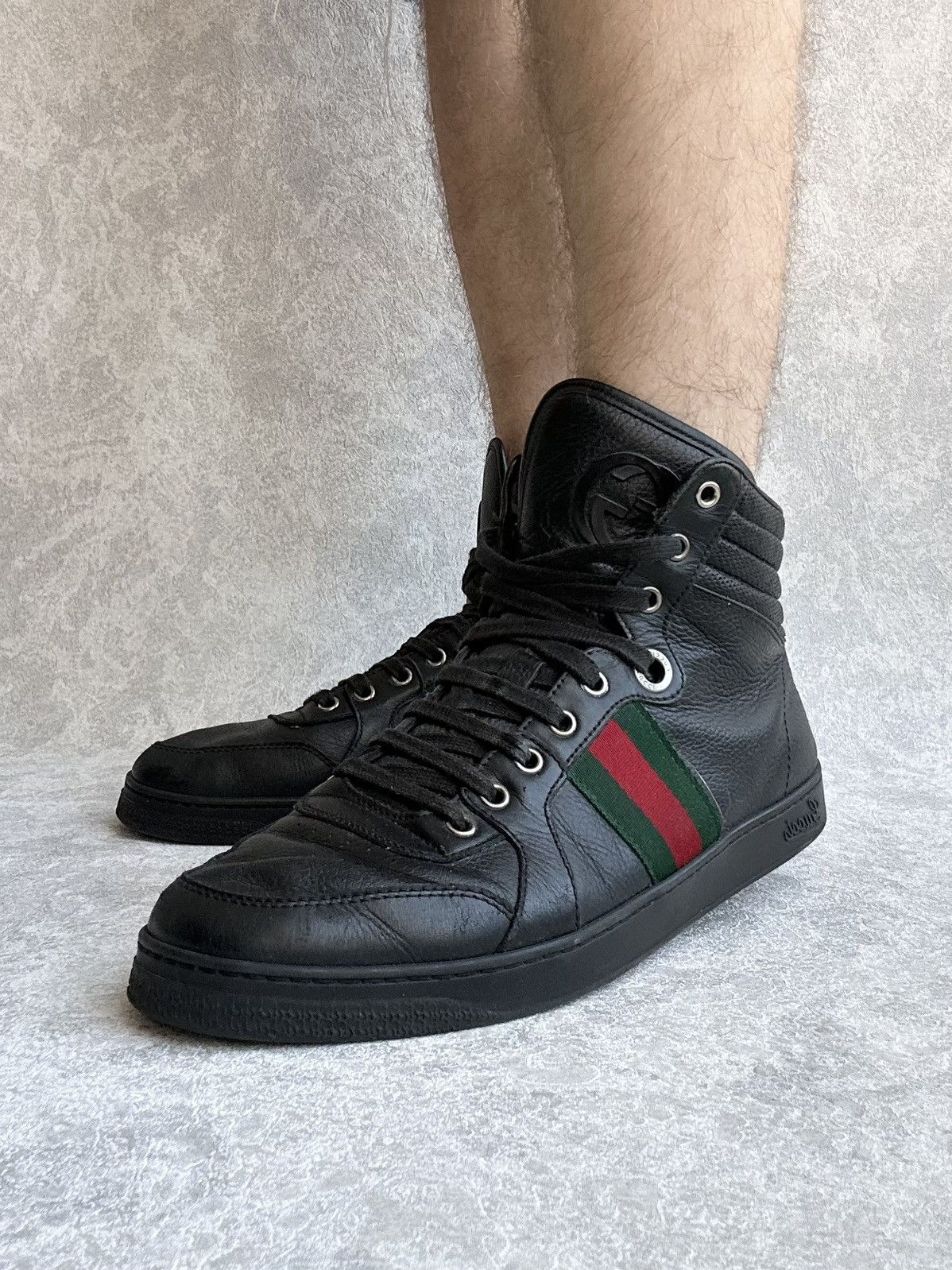 Gucci Gucci Men's KingSnake Leather High Top Sneaker Sz 7.5