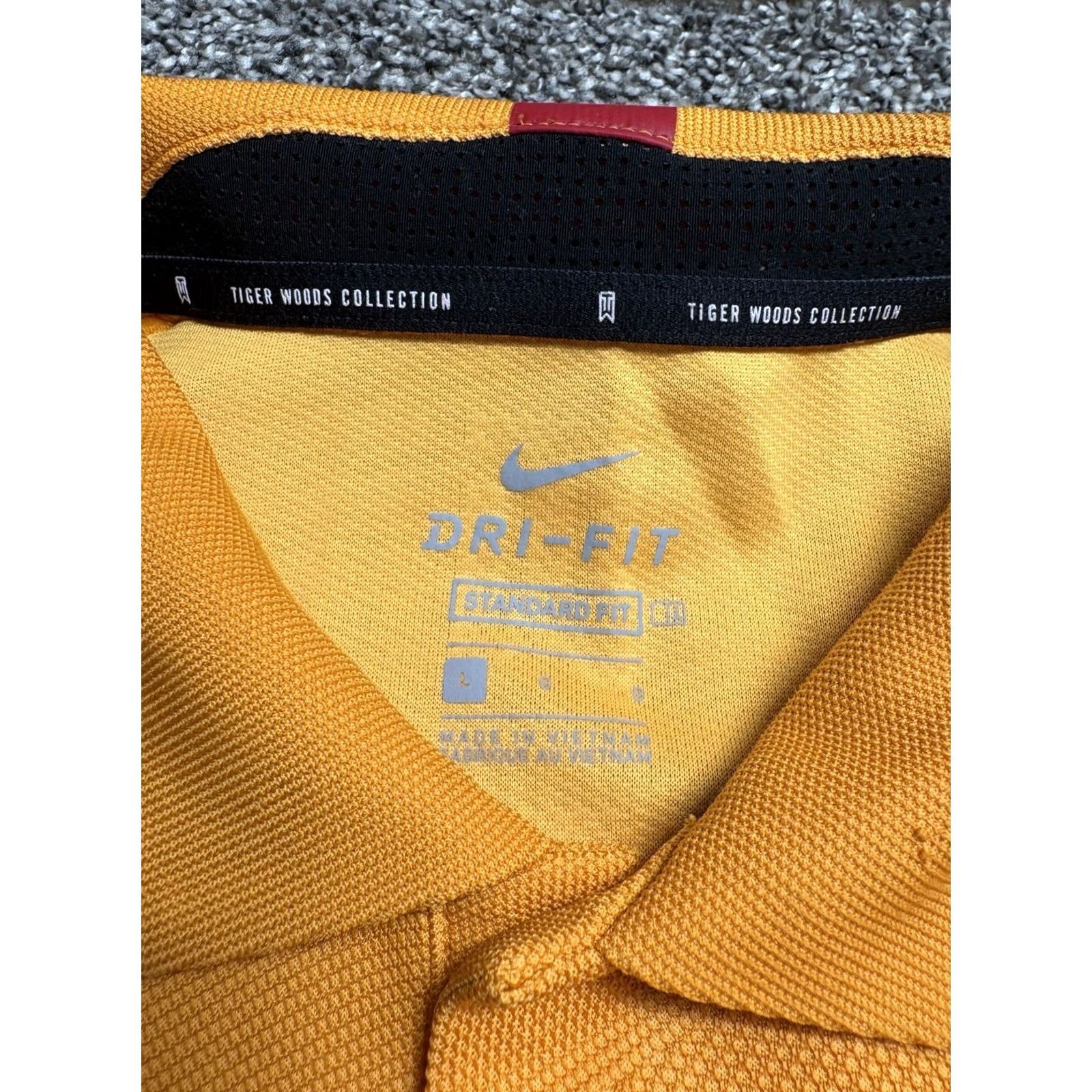 Nike VINTAGE Nike Tiger Woods Polo Mens Large Orange Striped Golf Shirt Snap Collar CK6313 Size US L / EU 52-54 / 3 - 4 Thumbnail