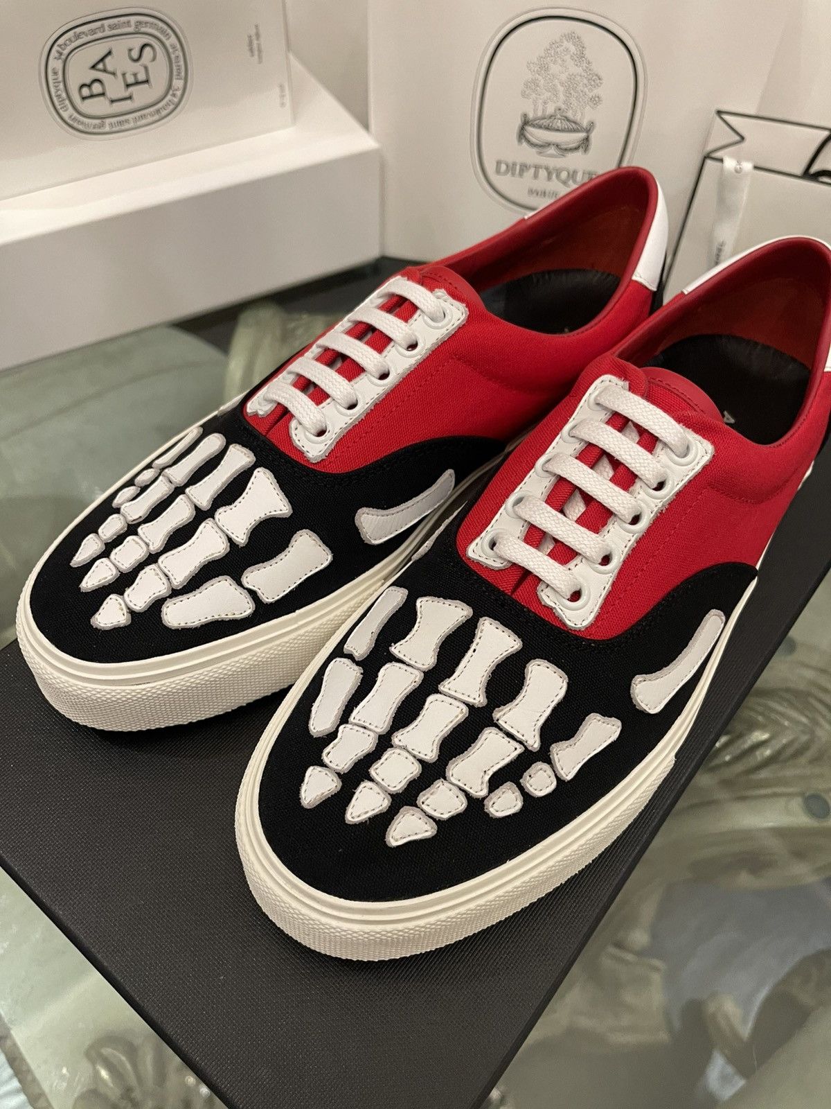Amiri Amiri Skel Toe Lace Up Sneakers Black Red Size US 8 / EU 41 - 4 Thumbnail