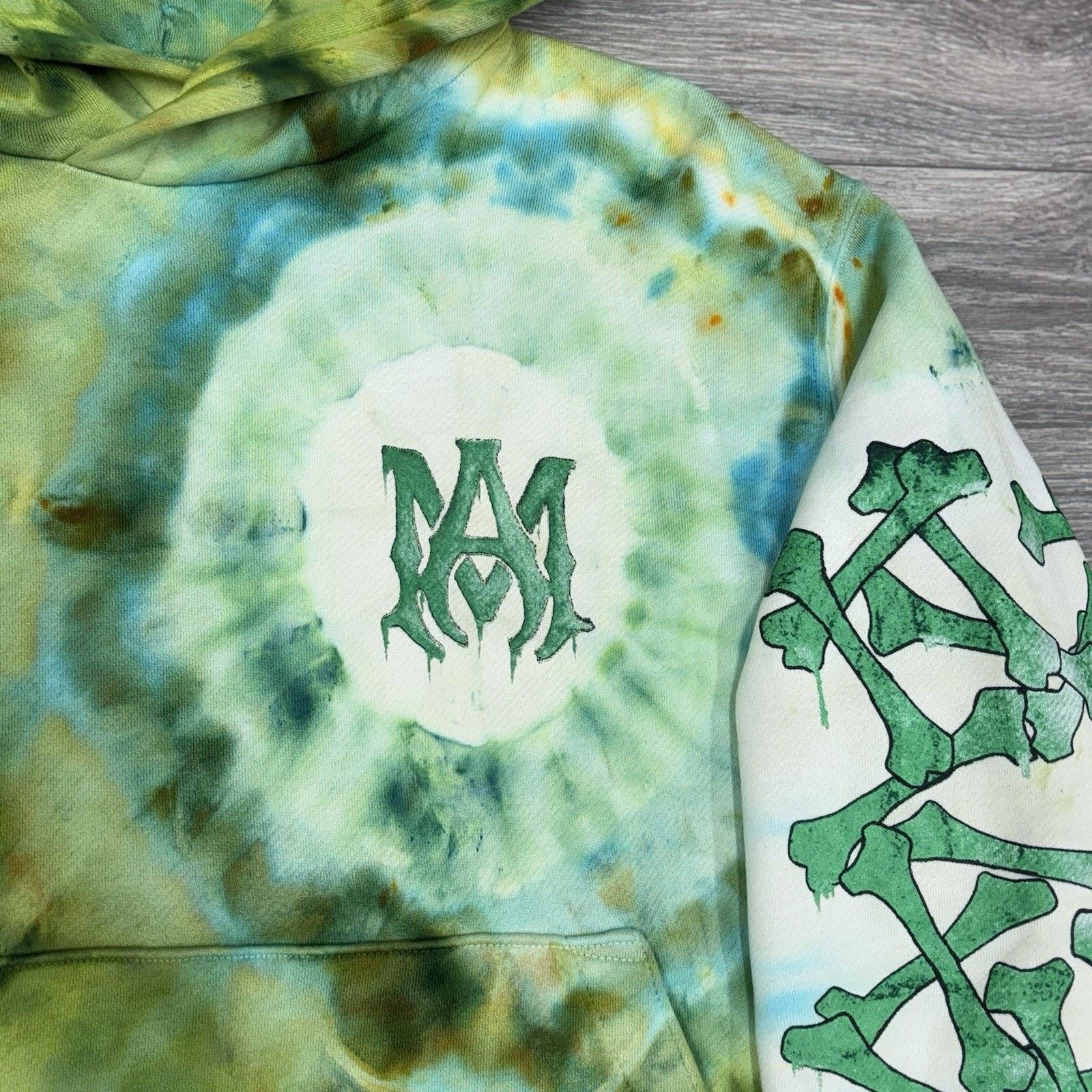 Amiri Amiri Tie Dye Bones Hoodie ' Green ' | GREAT CONDITION! Size US M / EU 48-50 / 2 - 6 Thumbnail