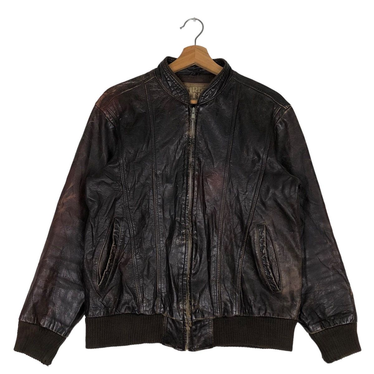 🔥Vtg Leather Jacket Three Man Japan Issey Miyake Japan