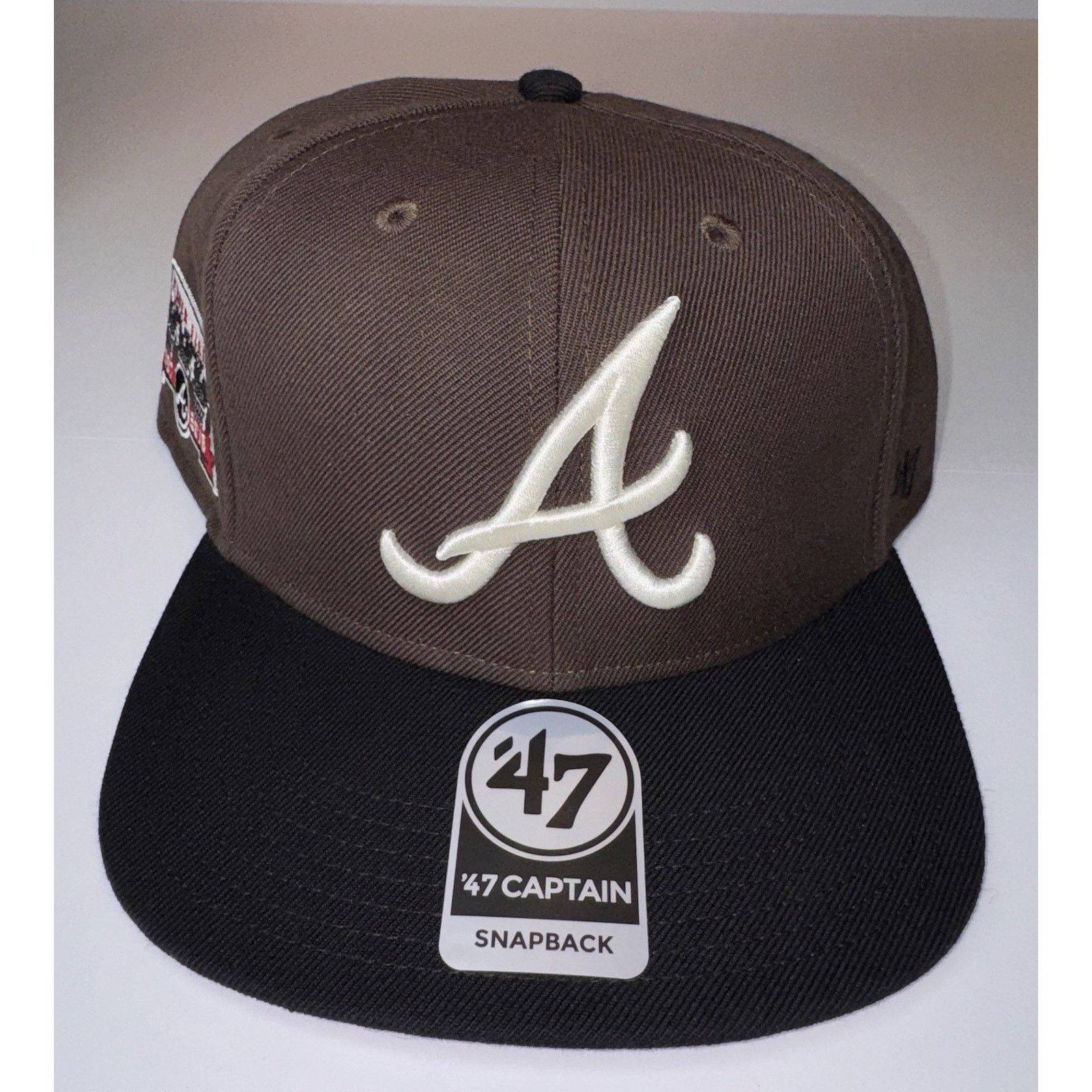 47 Brand 47' Atlanta Braves Snapback Brown Black Baseball Cap MLB Hat Size ONE SIZE - 1 Thumbnail