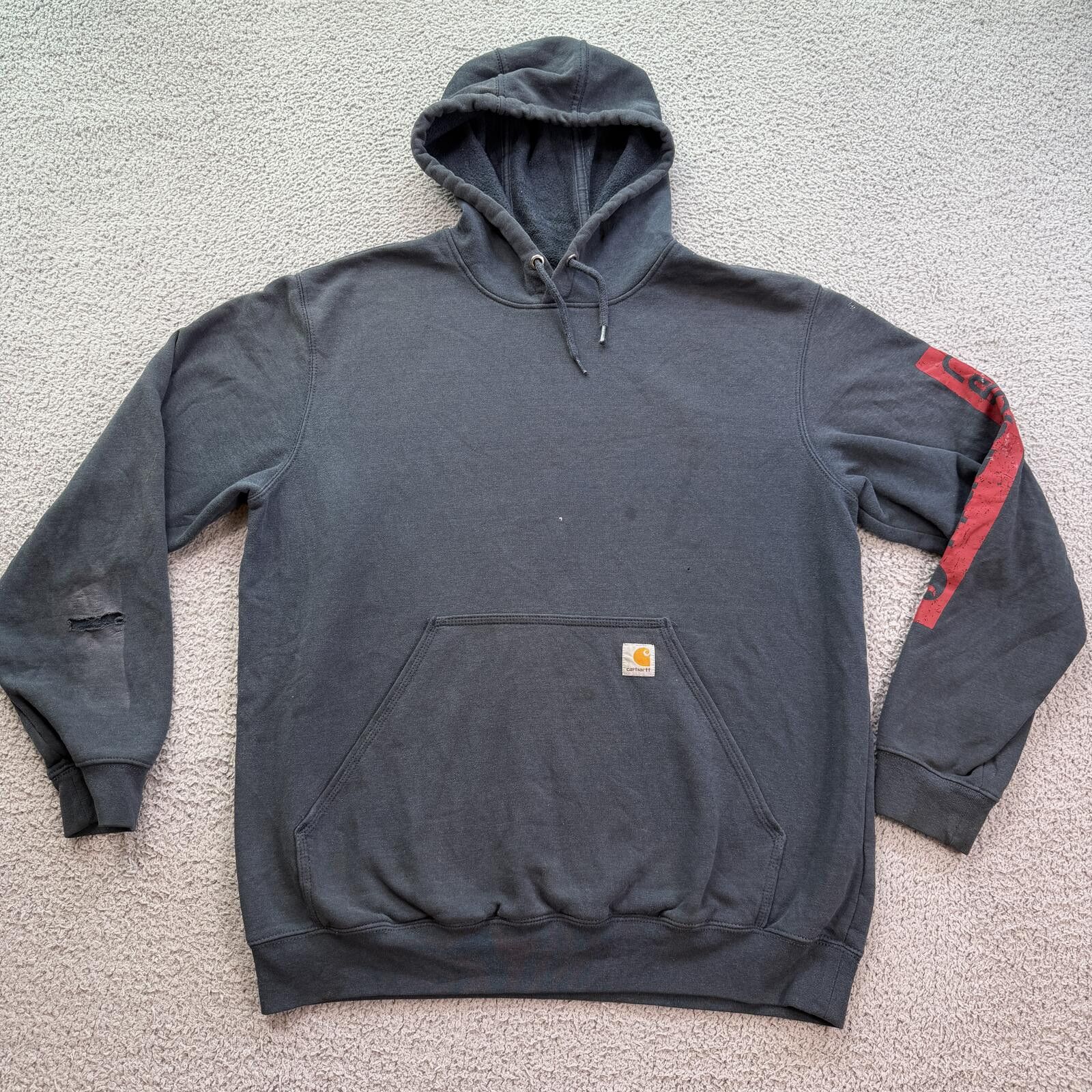 Carhartt Carhartt Faded Blue Hoodie Mens Distressed Workwear Grunge Size US L / EU 52-54 / 3 - 1 Thumbnail