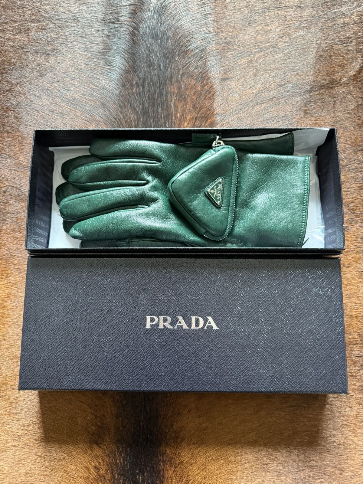 Prada Dark green raf simons prada glove Size ONE SIZE - 1 Thumbnail