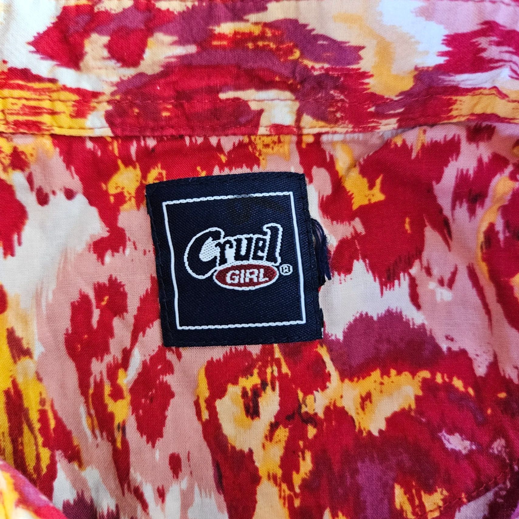 Vintage Cruel Girl Womens Pearl Snap Shirt Sz Large Red Yellow Long Sleeve Shirt Size L / US 10 / IT 46 - 4 Thumbnail