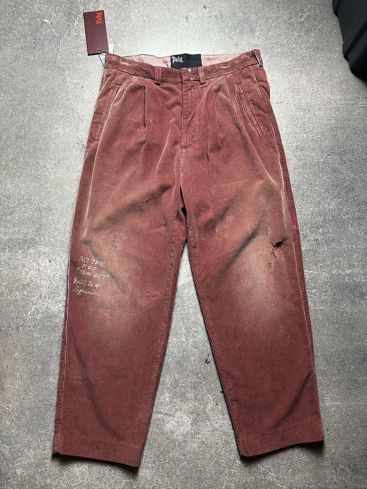 Paly Hollywood Paly Hollywood Synanon Corduroy Pleated Pants Burgundy Size US 34 / EU 50 - 1 Thumbnail