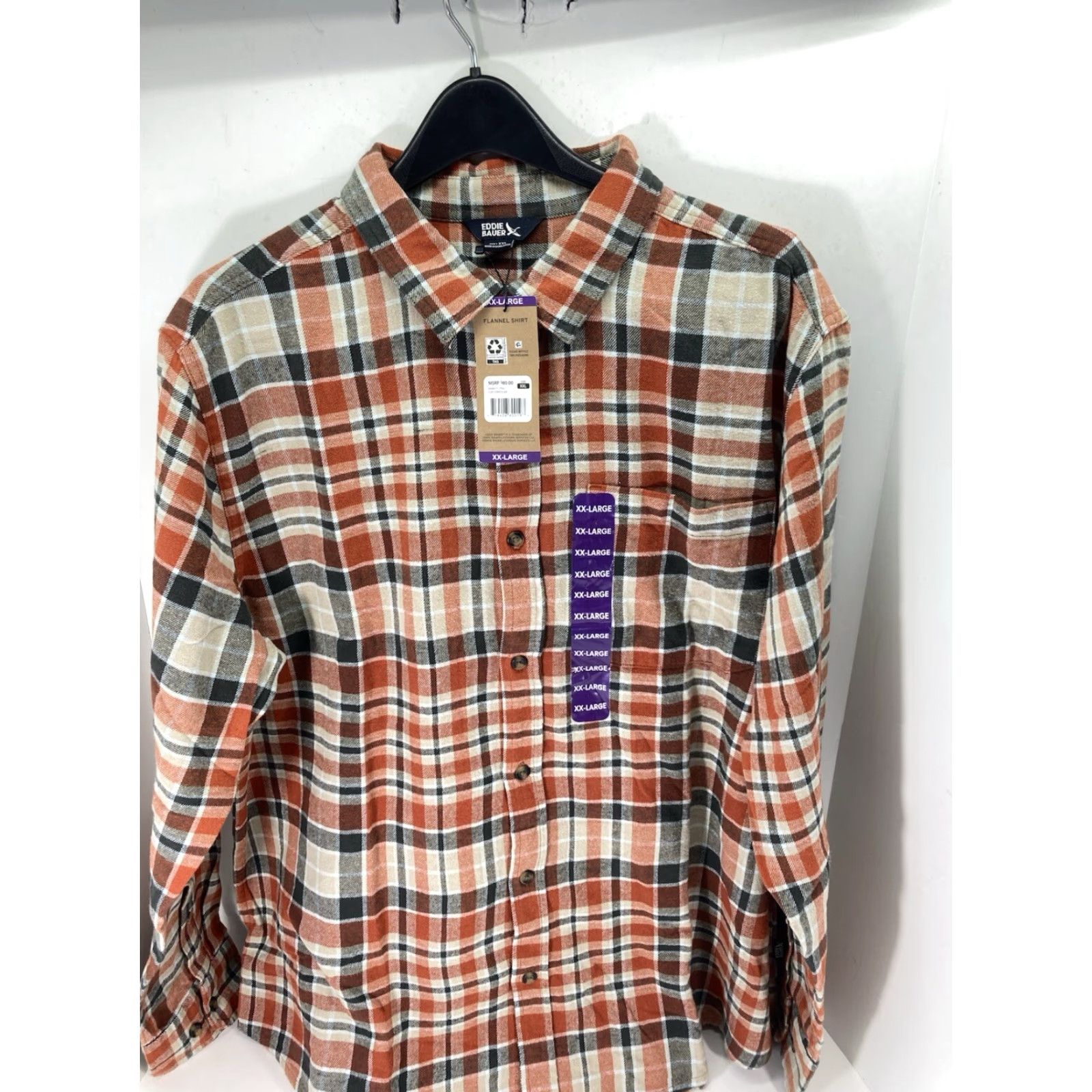 Eddie Bauer Eddie Bauer Flannel Shirt Men Size 2XL XXL Orange Plaid Long Sleeve Button NWT Size US XXL / EU 58 / 5 - 2 Thumbnail