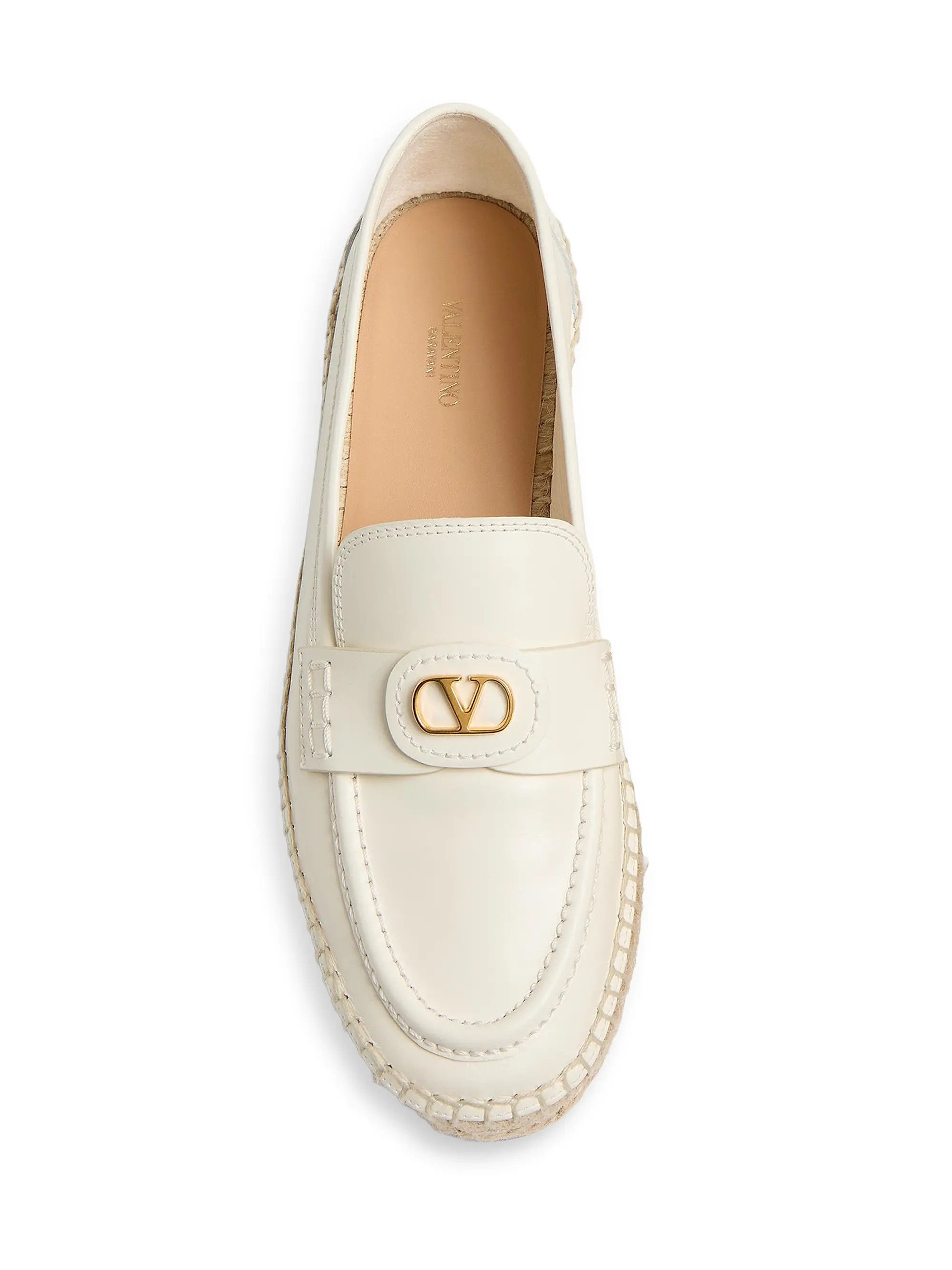 Valentino os11x0126 Vlogo Signature 20mm Calfskin Loafers in Ivory Size US 11 / IT 41 - 4 Thumbnail