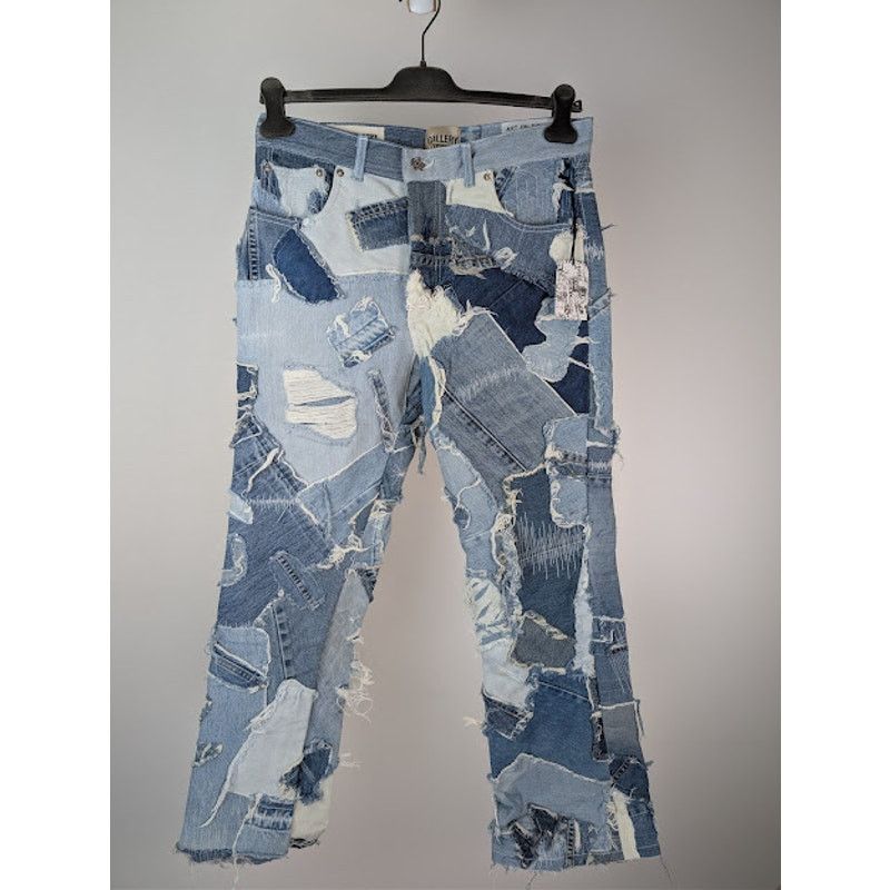 Gallery Dept. o1rshd1 Logan Distressed Patchwork Denim Jeans in Indigo Size US 32 / EU 48 - 2 Thumbnail