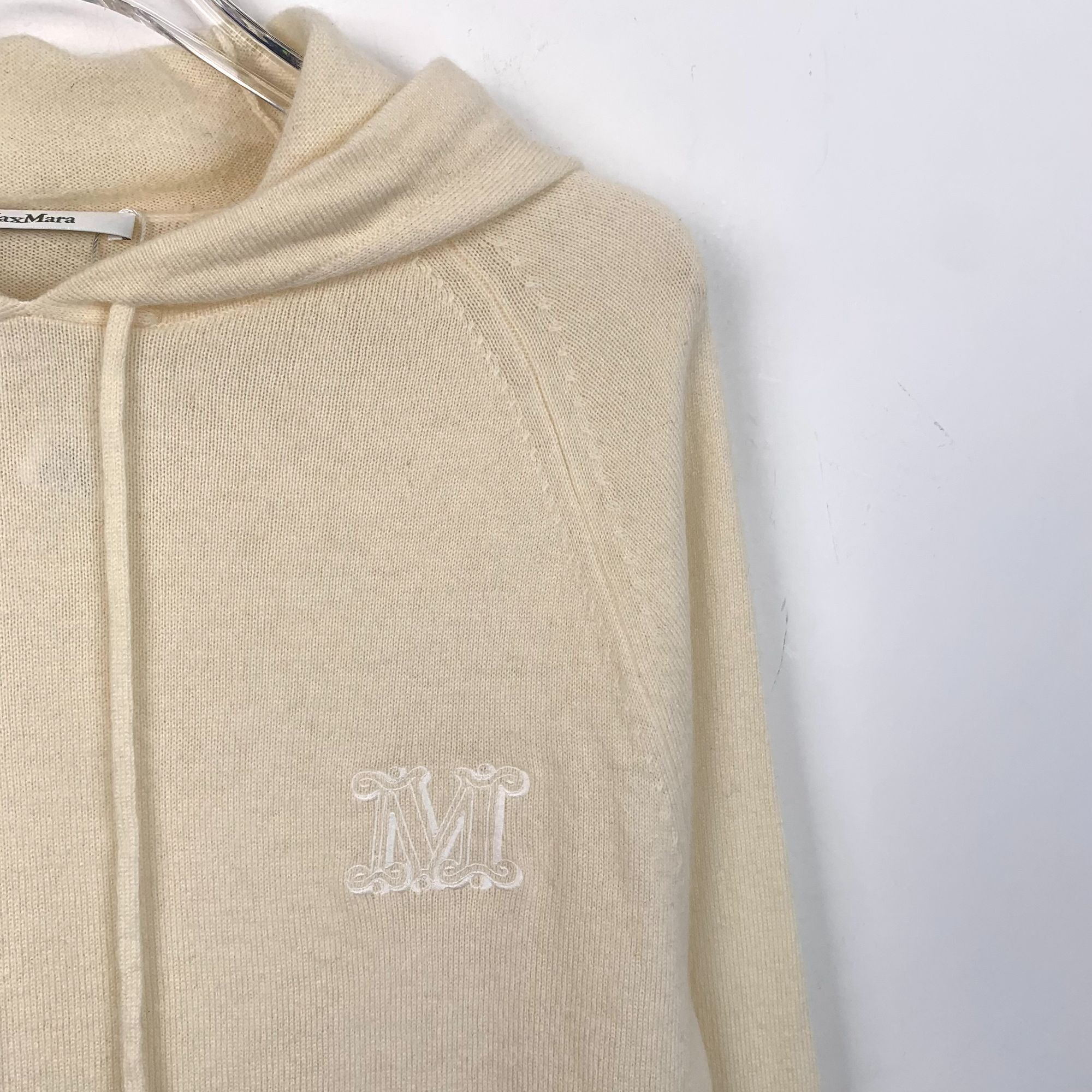Max Mara Max Mara Beige Cashmere & Wool Logo Hoodie Womens Size XS / US 0-2 / IT 36-38 - 3 Thumbnail