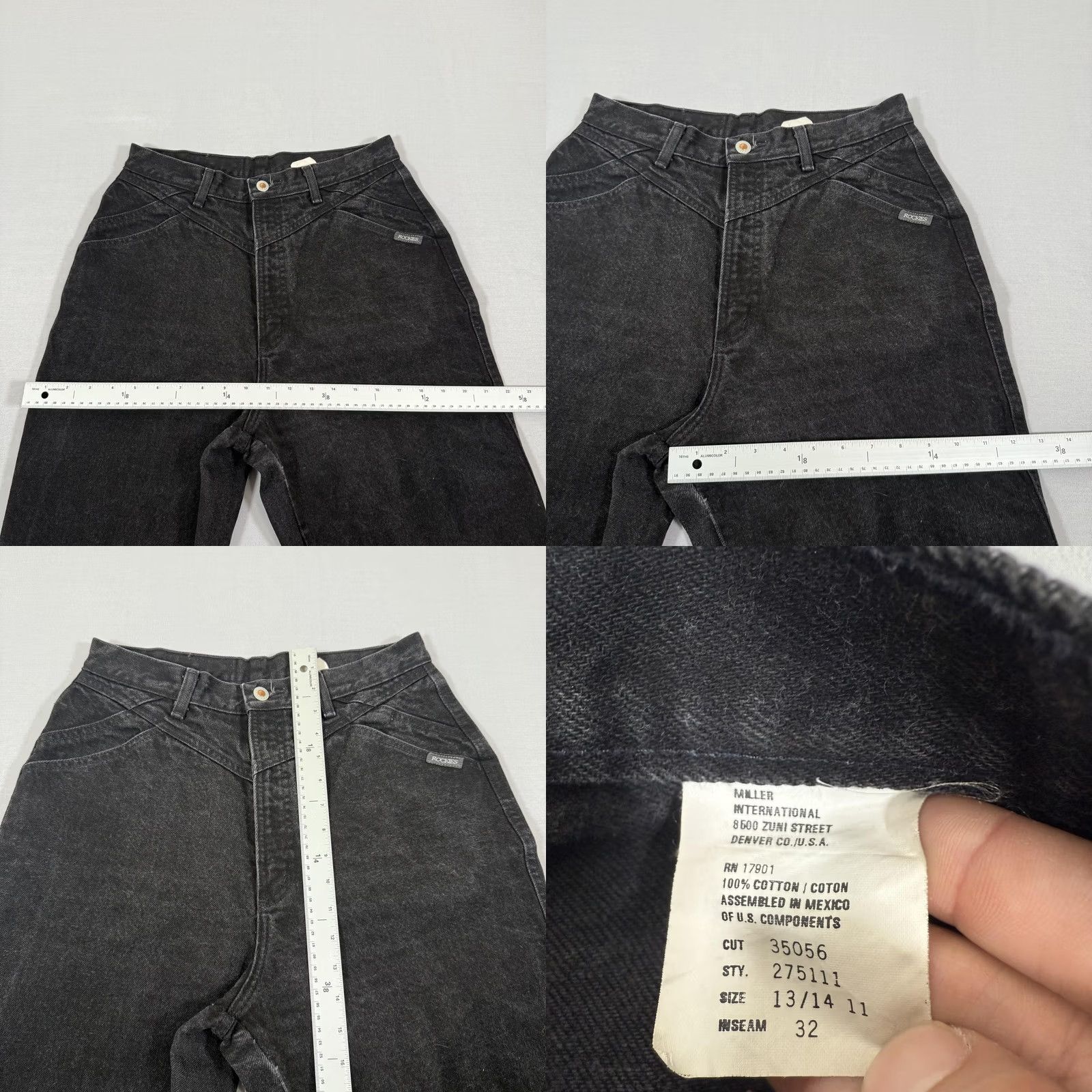 Vintage VINTAGE Rocky Mountain Jeans Womens 13 Black Slim Fit Denim Pants 90s Size 34" / US 12 / IT 48 - 8 Thumbnail