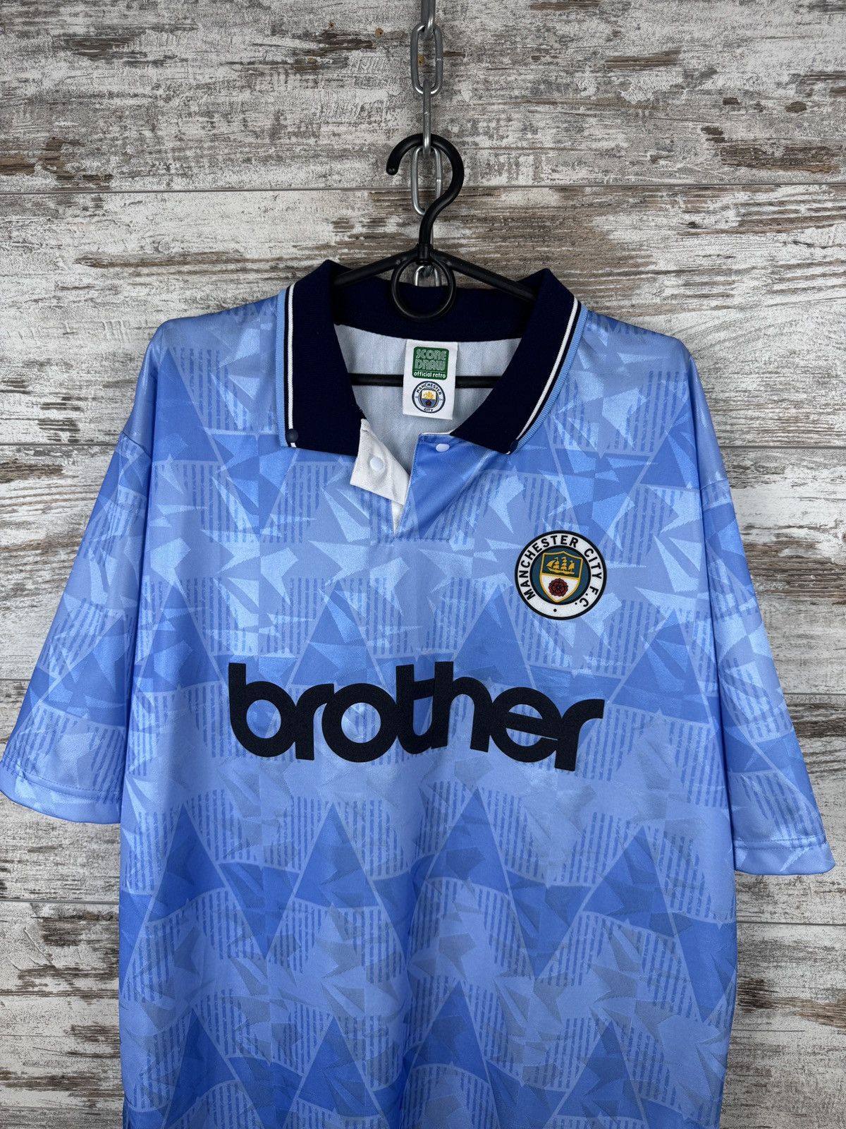 Vintage Mens Vintage Score Draw Manchester City FC T-shirt jersey Size US XL / EU 56 / 4 - 3 Thumbnail