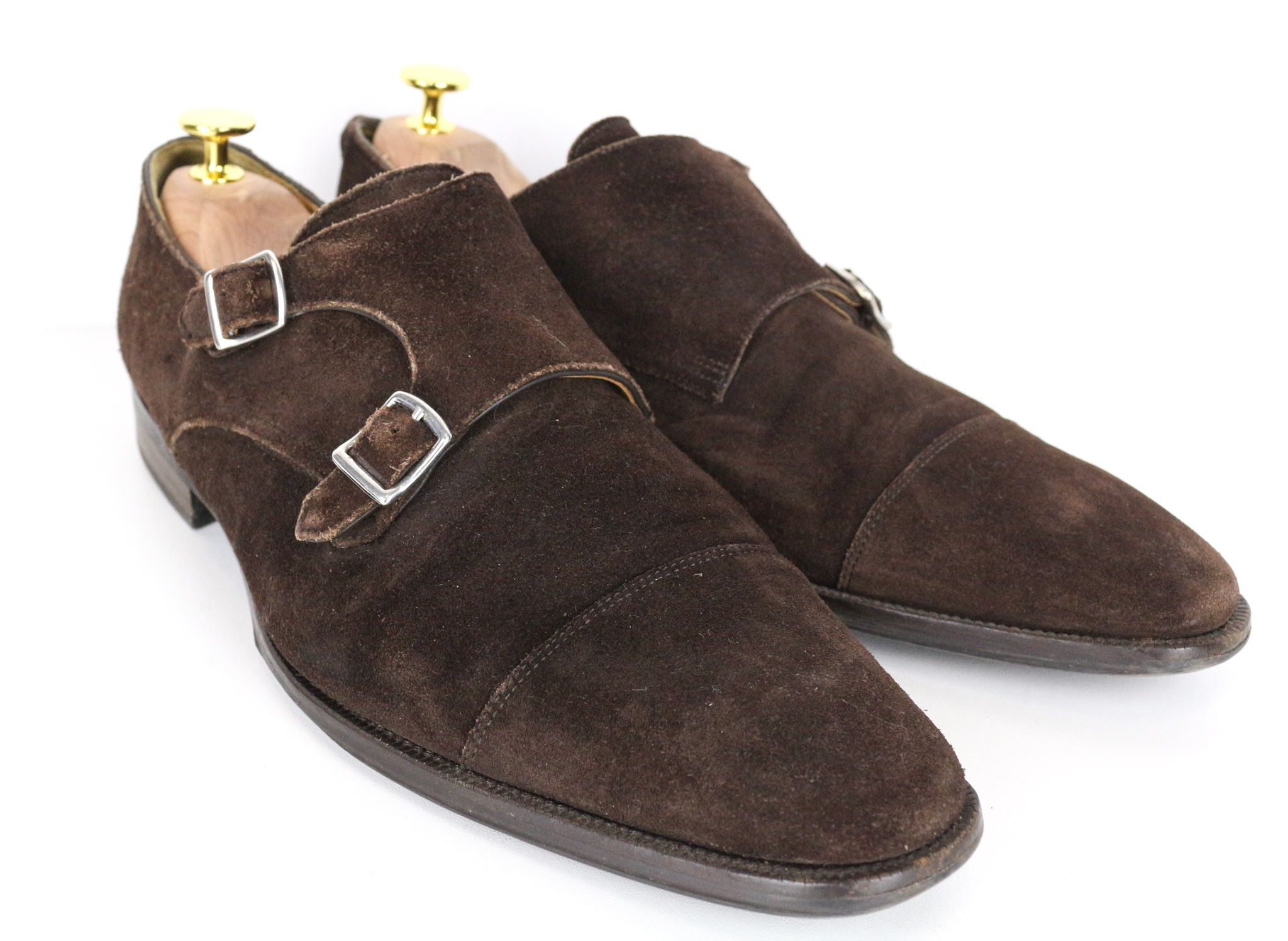 Suitsupply Eu43 Brown Suede Leather Double Buckle 73057 Shoes, Men's (Size 10)