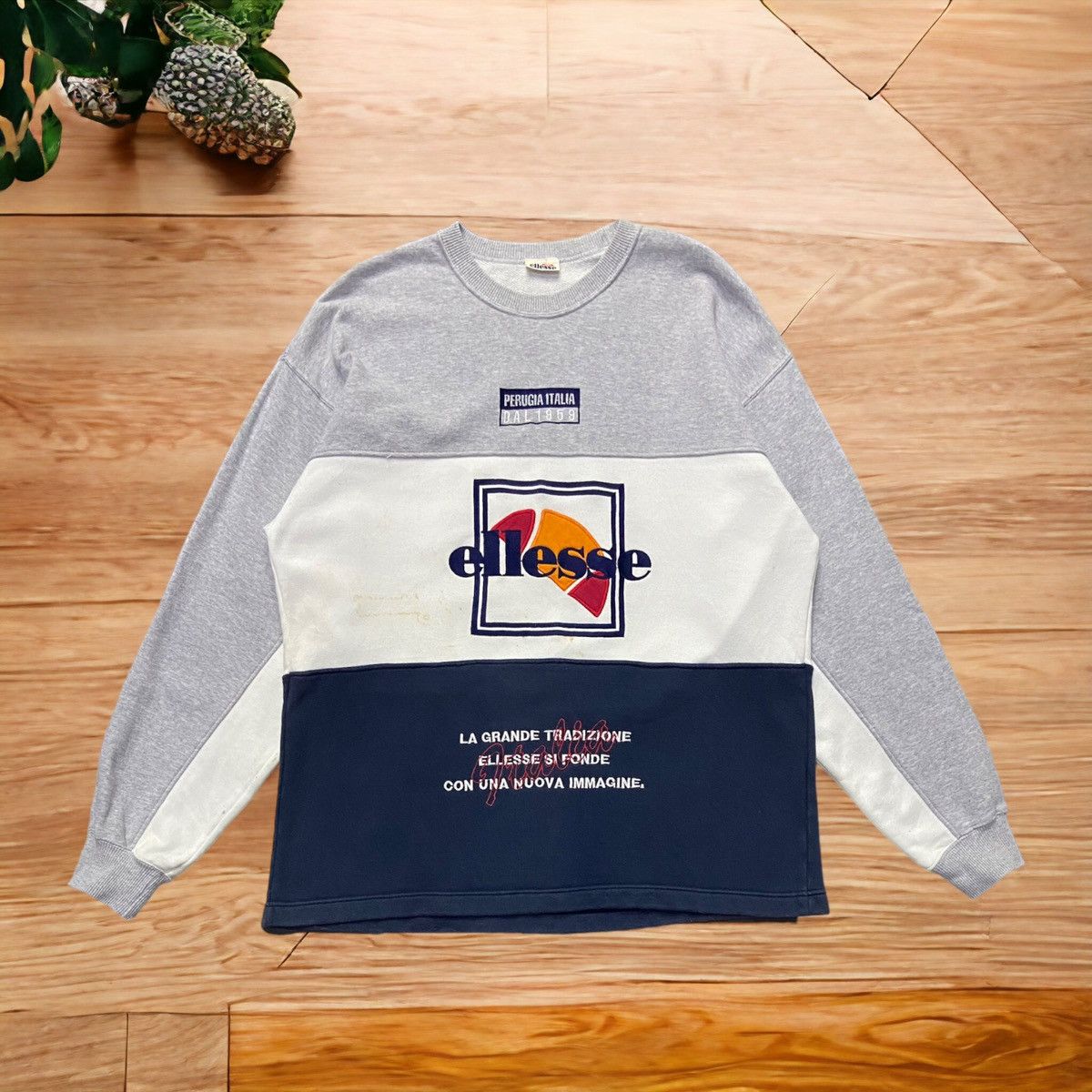 Vintage Ellesse Embroidery 3 Layered Colour Sweatshirt