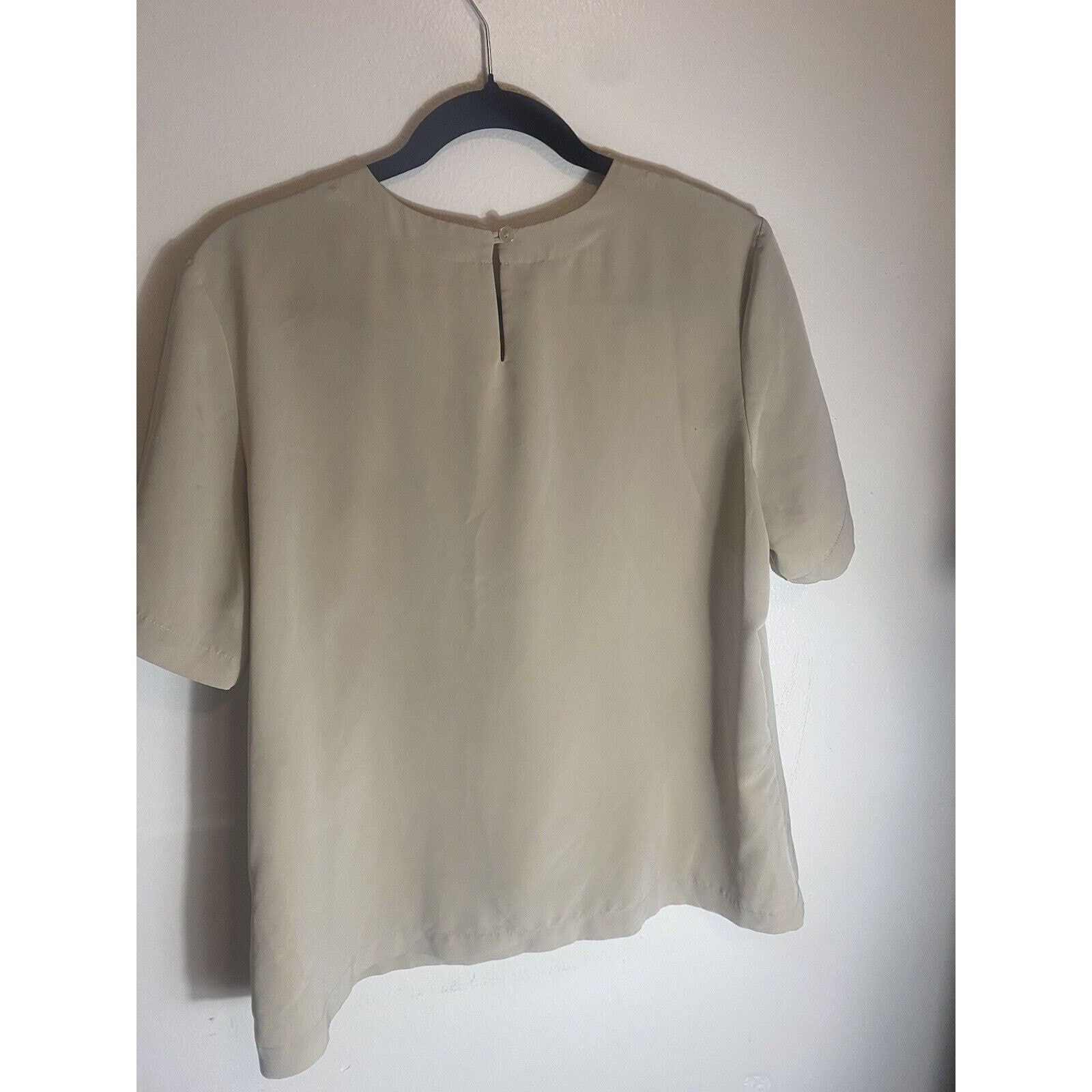 & Other Stories Vintage Jaclyn Smith Silk Blouse - Nude, Sz L, Short Sleeve Size L / US 10 / IT 46 - 4 Thumbnail