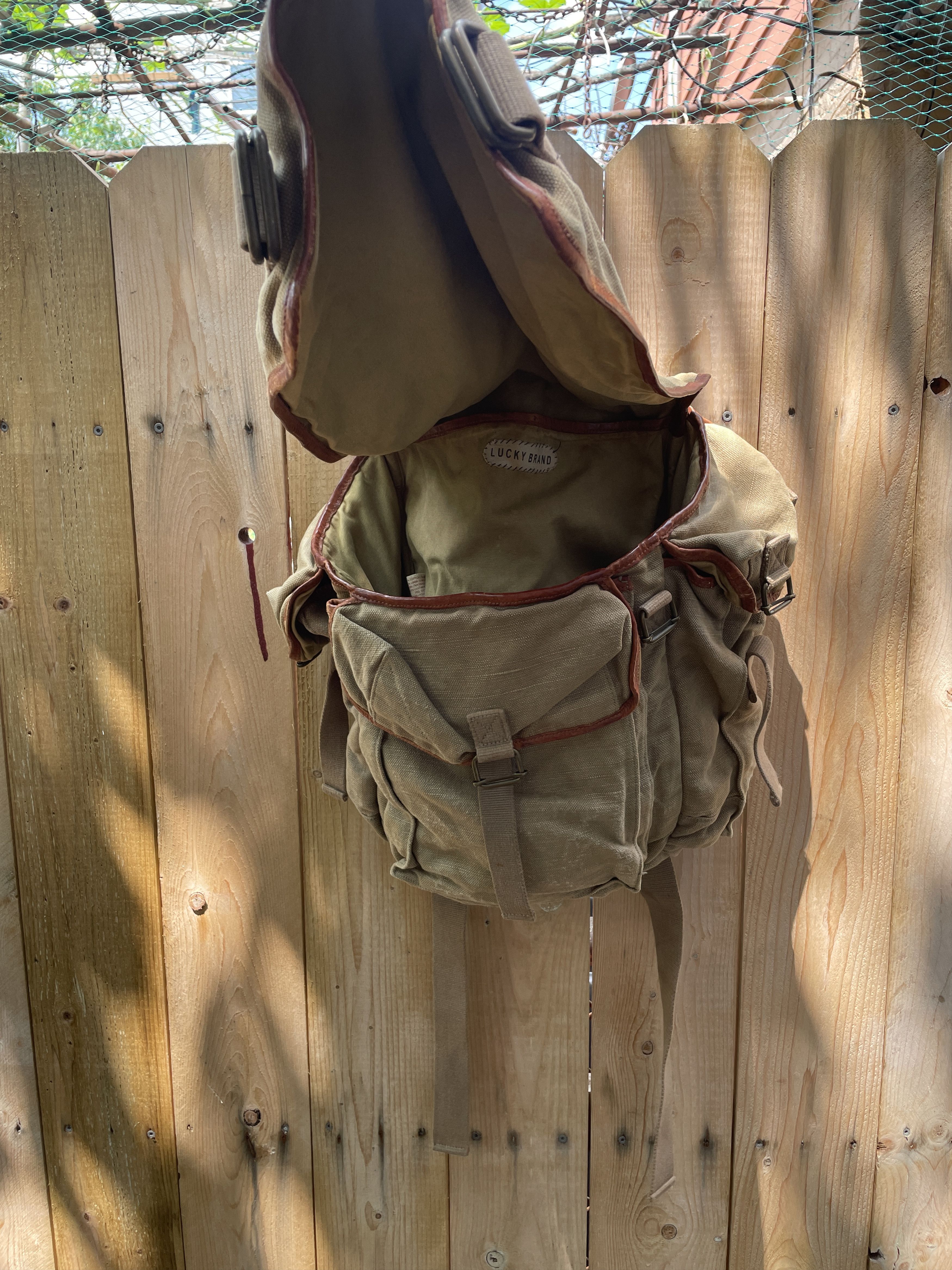 Lucky Brand Military Heavy Canvas and Leather Rucksack Lucky Brand Size ONE SIZE - 2 Thumbnail