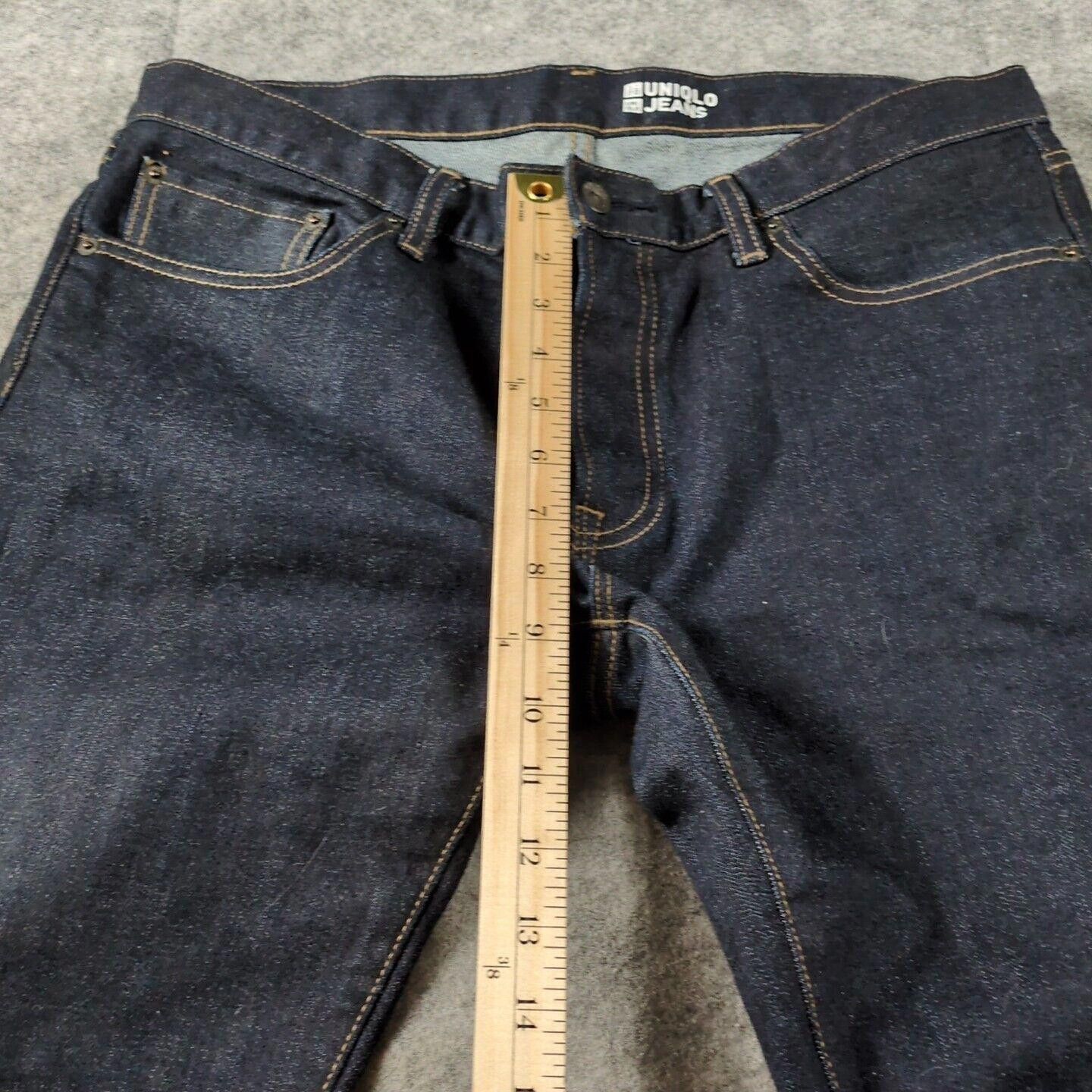 Uniqlo Uniqlo Jeans Mens 35x31 Blue Slim Straight Fit Stretch Size US 35 - 3 Thumbnail