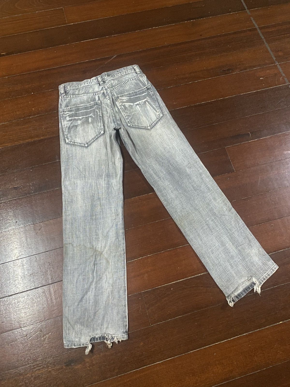 If Six Was Nine Flare Jeans netmen Clawmark Distress Faded Denim Size US 30 / EU 46 - 9 Thumbnail