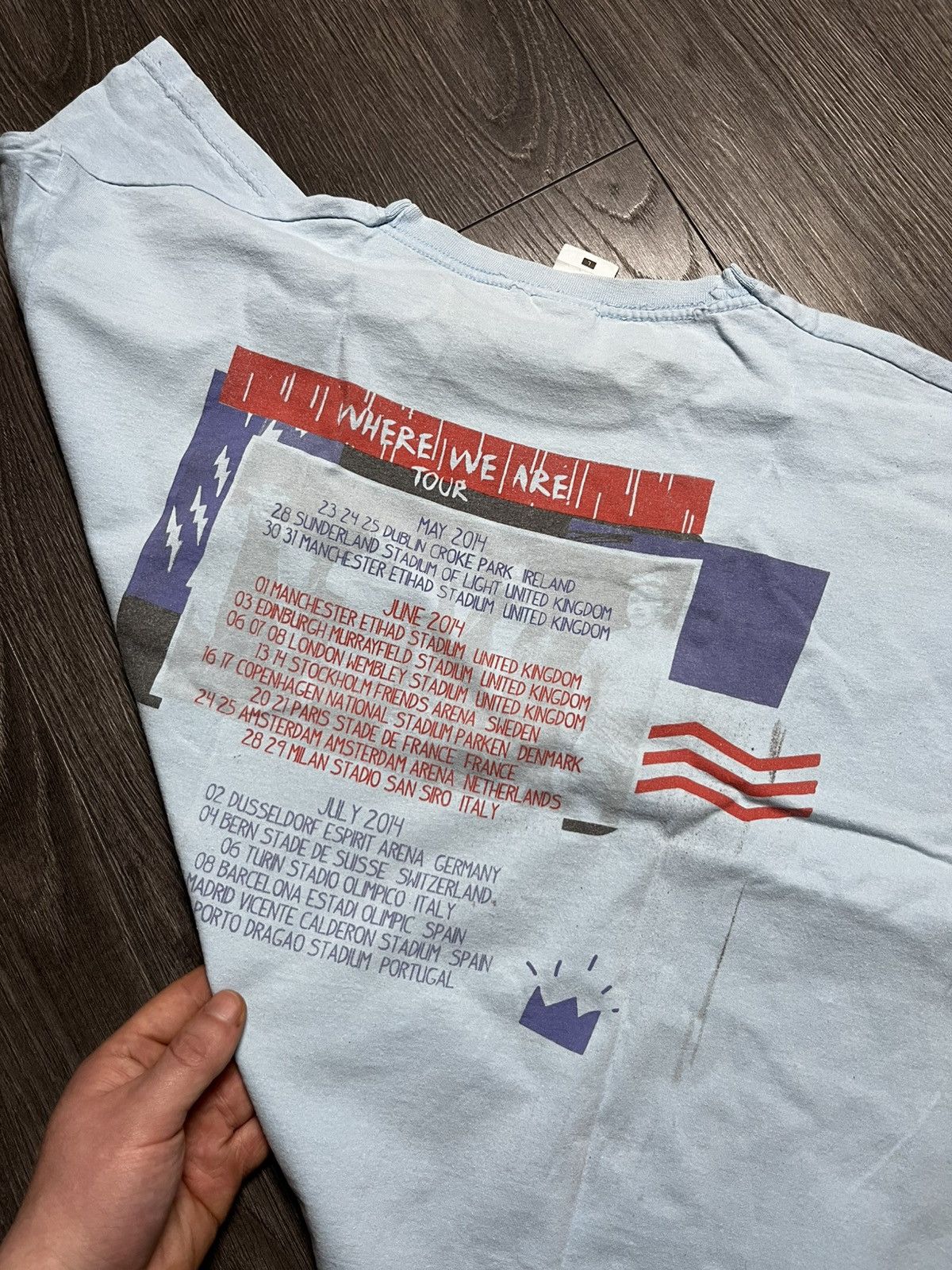 Band Tees One Direction 2014 Where We Are Euro Tour T-Shirt Light Blue Size US M / EU 48-50 / 2 - 6 Thumbnail