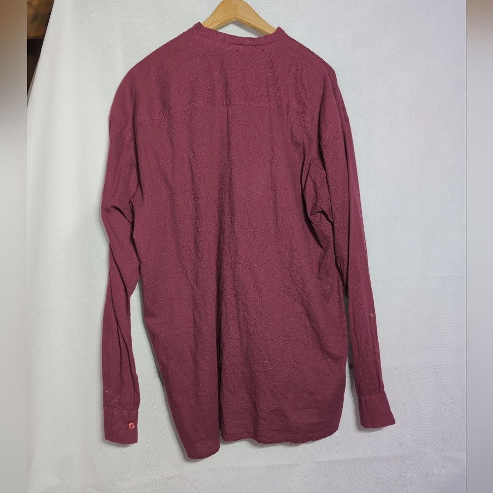 Scully Scully sz XL Burgundy Long Sleeve Western Collarless Shirt Size US XL / EU 56 / 4 - 3 Thumbnail