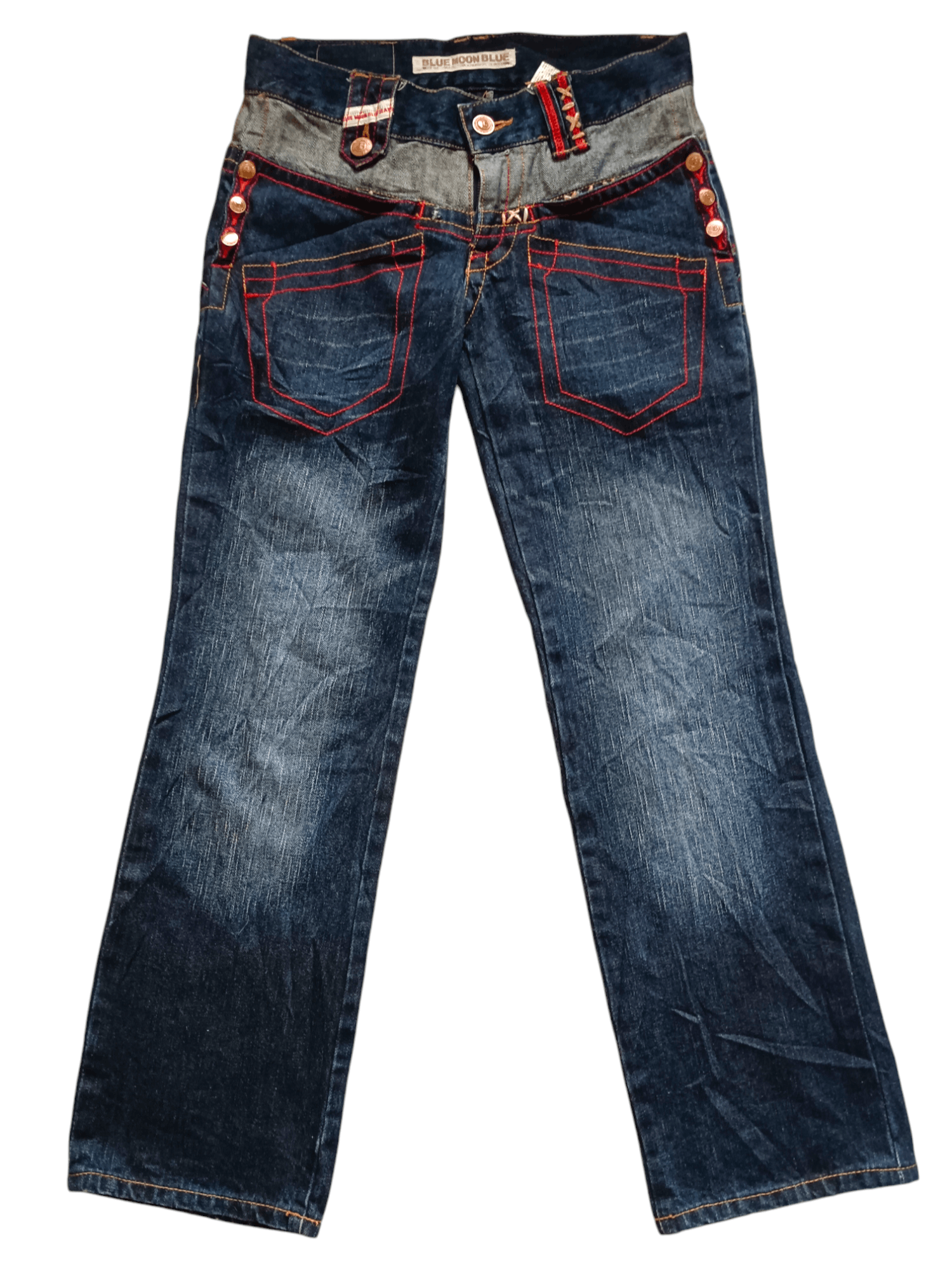 14th Addiction × Hysteric Glamour × If Six Was Nine Japanese Y2K Blue Moon Blue Flare Distressed Jeans Size US 31 - 5 Thumbnail