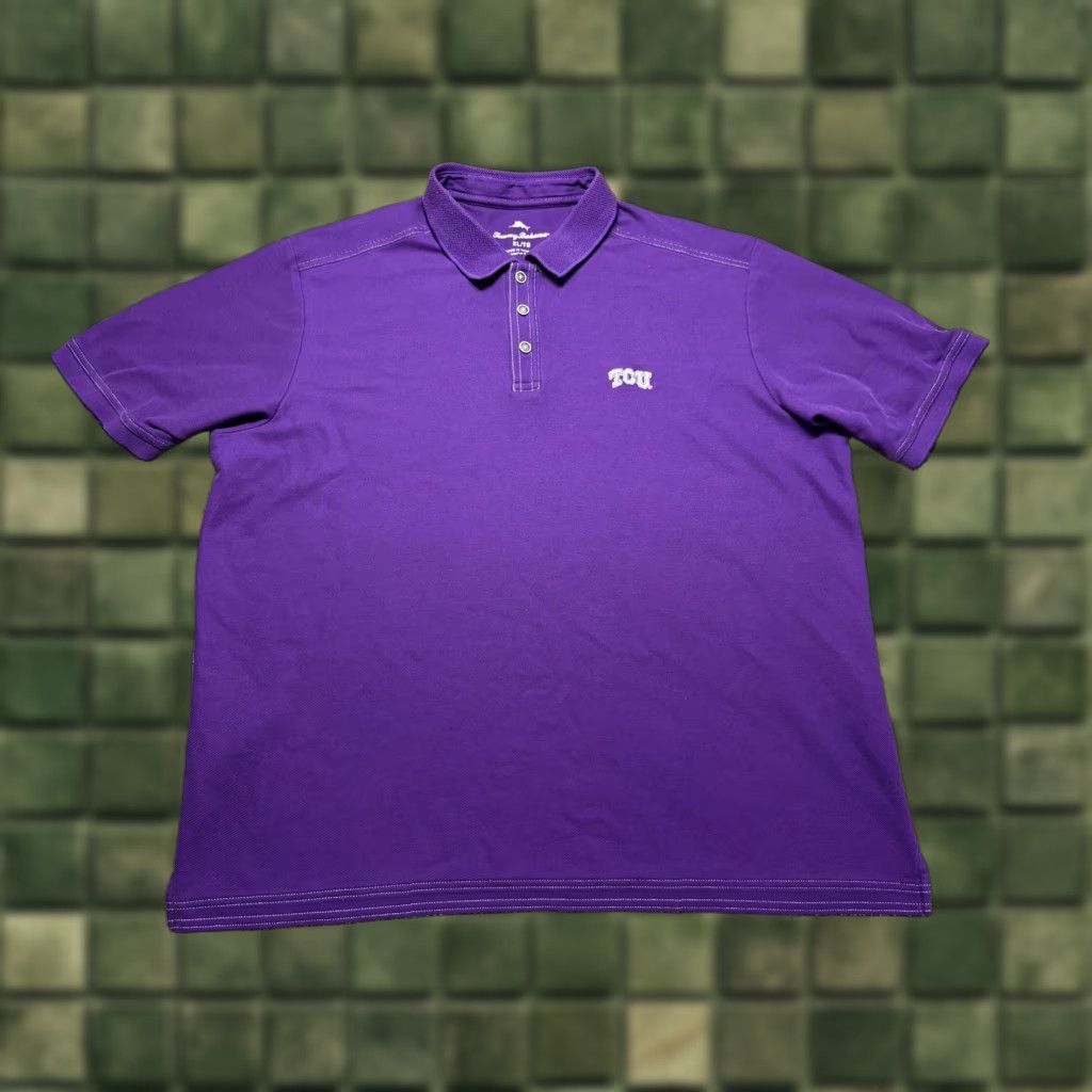 Tommy Bahama VINTAGE Tommy Bahama Polo Shirt Mens XL Purple 100% Cotton Golf TCU Horned Frogs Button Collar Short Sleeve Size US XL / EU 56 / 4 - 1 Thumbnail