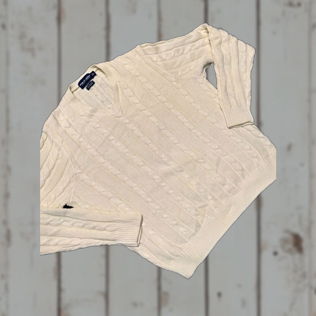 Polo Ralph Lauren VINTAGE Polo Ralph Lauren Sweater Cable Knit Cotton Cashmere Cream Mens L Crew Neck Pullover Size US L / EU 52-54 / 3 - 1 Thumbnail