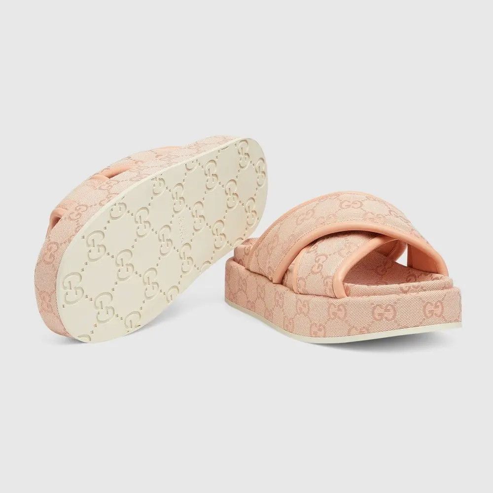 Gucci o1loc1c0426 816798 Women's GG Platform Sandals in Light Pink Size US 11.5 / IT 41.5 - 6 Thumbnail