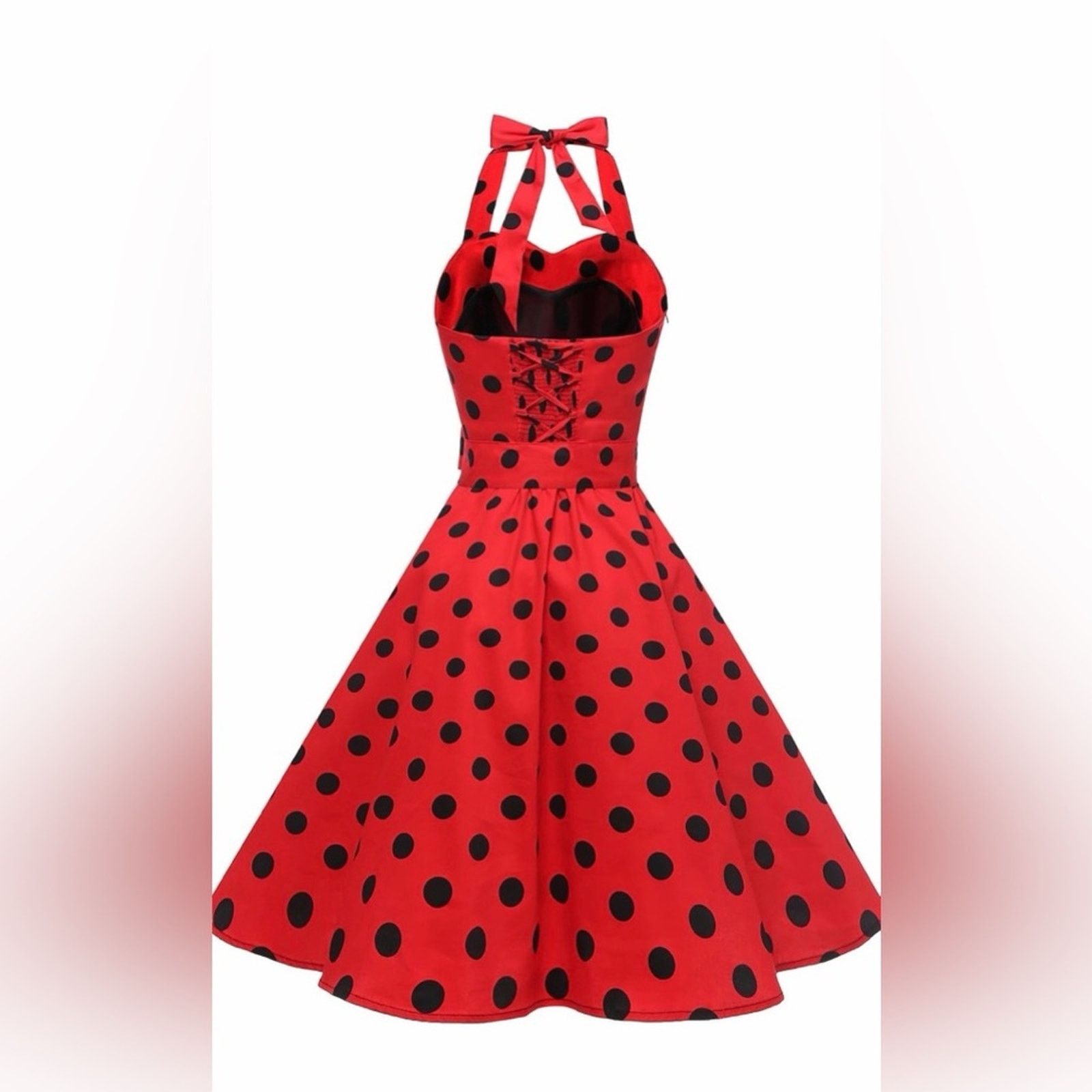 Other New Vintage Elegant Red Polka Dot Halter Dress 1950’s size S Size S / US 4 / IT 40 - 3 Thumbnail