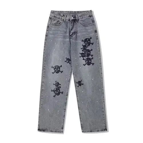 Jean Pirate Skull Patch Gray Denim Jeans Size US 32 / EU 48 - 2 Thumbnail