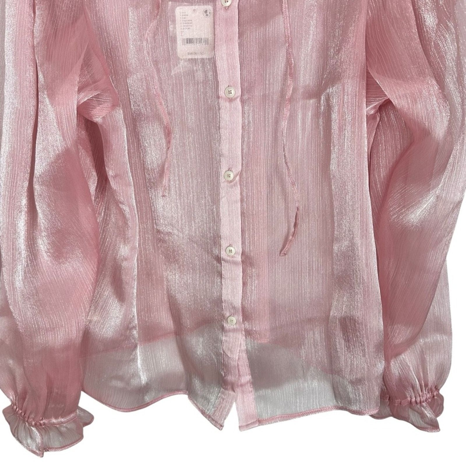 Free People NWT Free People Freya Frost Long Sleeve Sheer Blouse Large Size L / US 10 / IT 46 - 7 Thumbnail