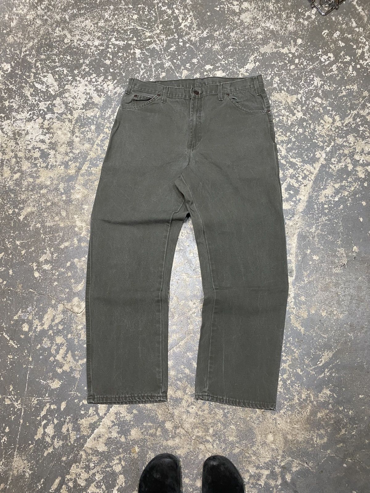 Carhartt × Dickies × Vintage Vintage Dickies Green Faded Carpenter Baggy Fit Pants Size US 36 / EU 52 - 5 Thumbnail