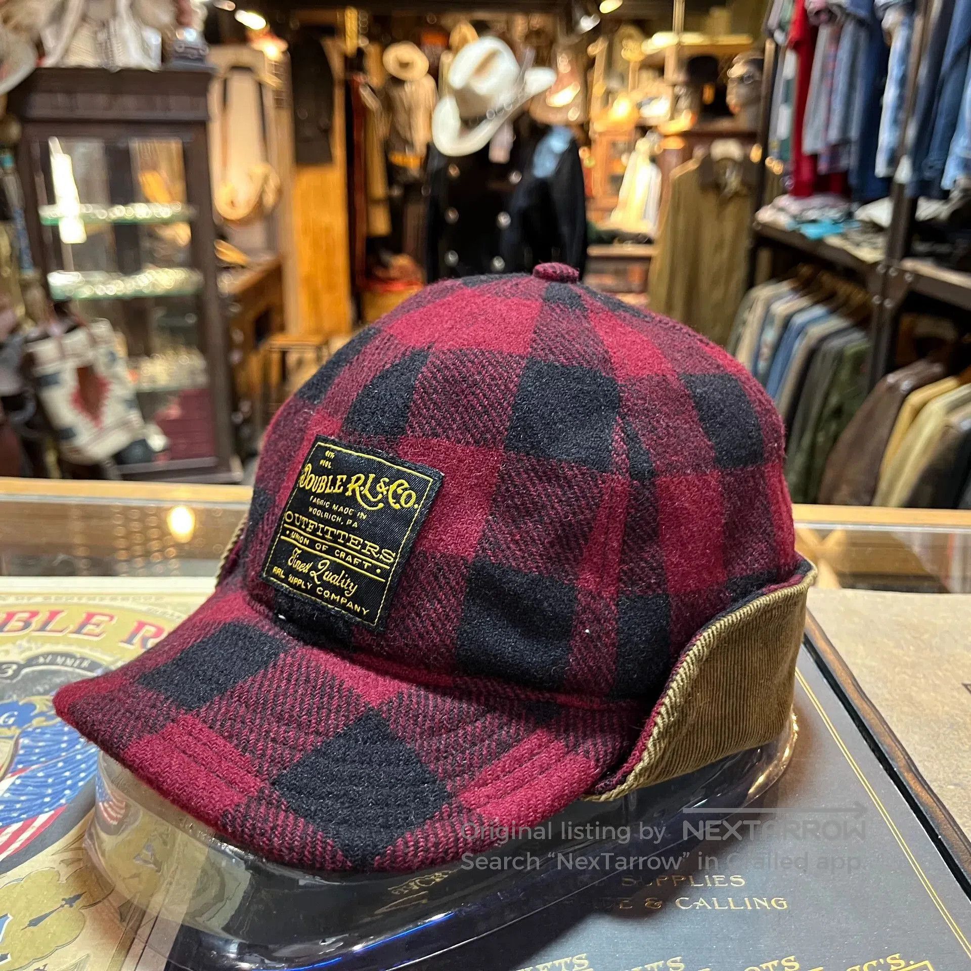 RRL Ralph Lauren red and black plaid RRL cap. Size ONE SIZE - 3 Thumbnail