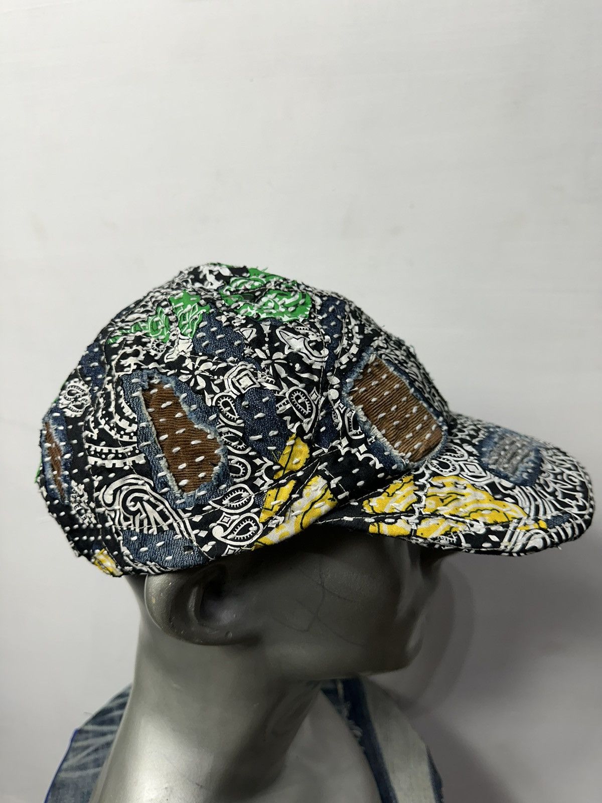 Art Comes First Custom Made Distressed Paisley Patchwork Boro hats Size ONE SIZE - 6 Thumbnail