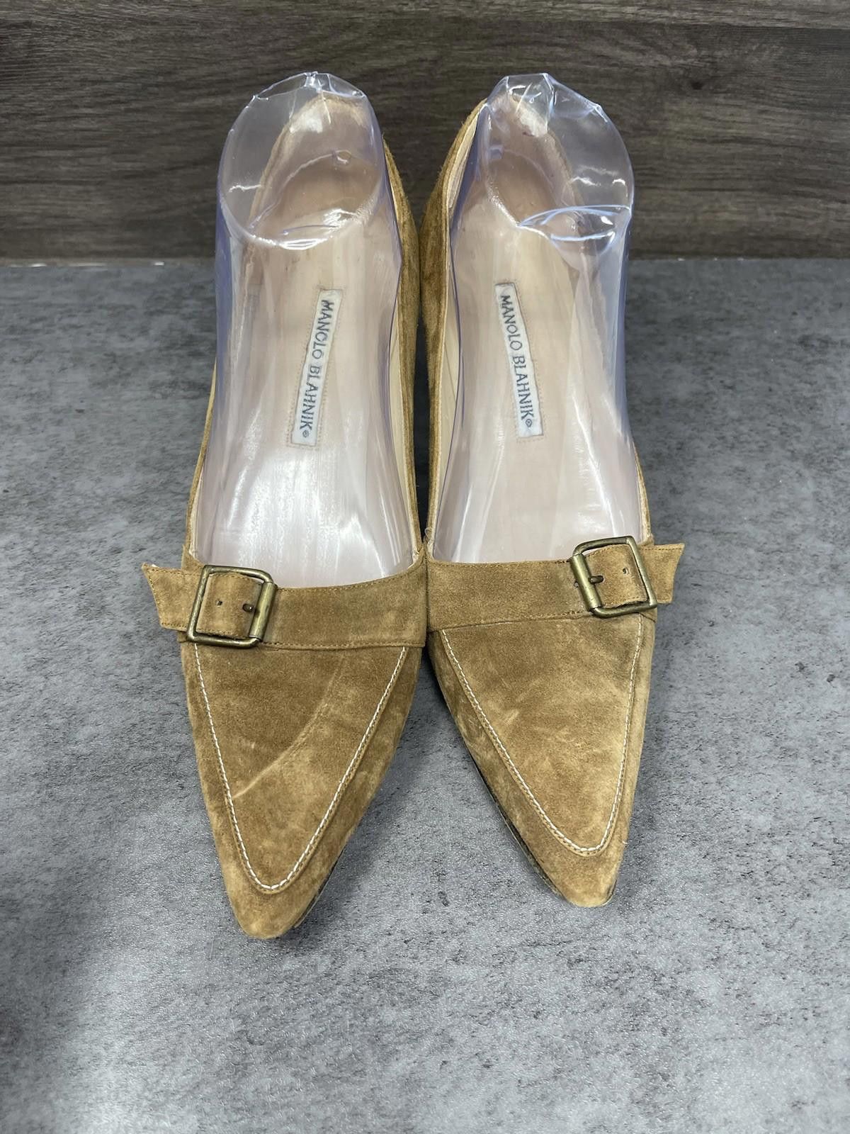 Manolo Blahnik Manolo Blahnik Heels Womens Size 8.5 (39.5) Brown Suede Size US 8.5 / IT 38.5 - 3 Thumbnail
