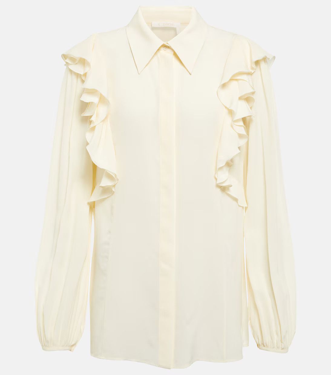 Chloe o1y0825 Silk Shirt in Cream Size M / US 6-8 / IT 42-44 - 1 Thumbnail
