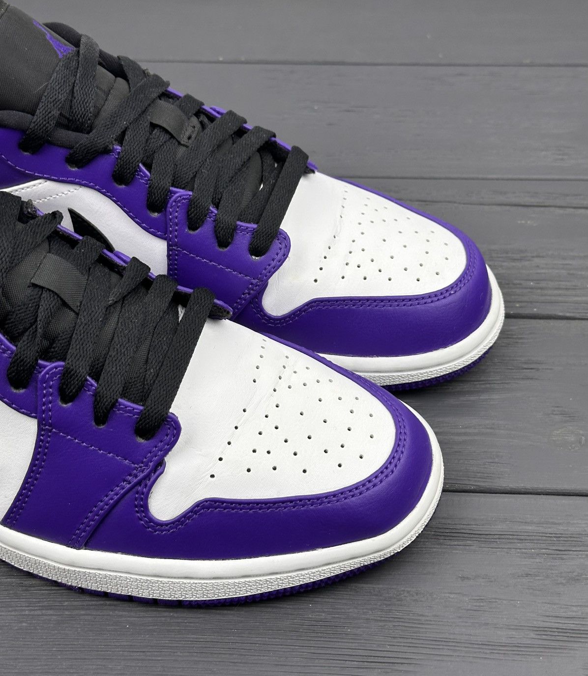 Nike Nike Air Jordan 1 Low Leather Court Purple White Black Sz 9 Size US 9 / EU 42 - 5 Thumbnail