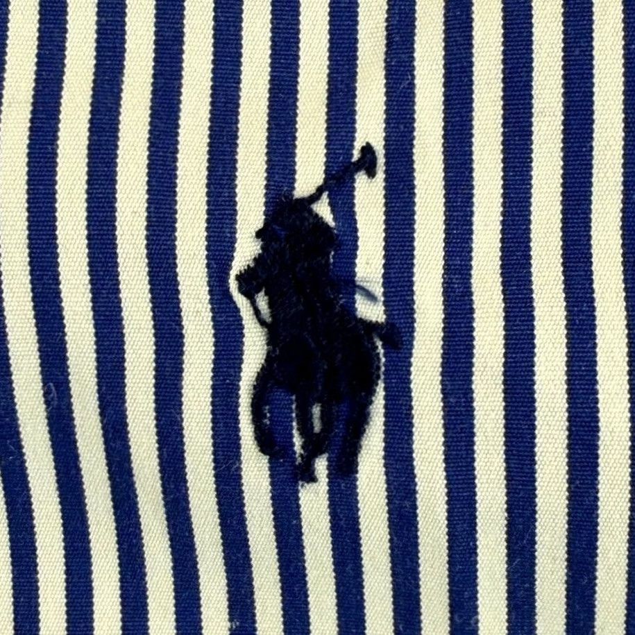 Polo Ralph Lauren VINTAGE Polo Ralph Lauren Shirt Blue White Striped Men XL 17.5 34/35 Preppy Pony Size US XL / EU 56 / 4 - 3 Thumbnail