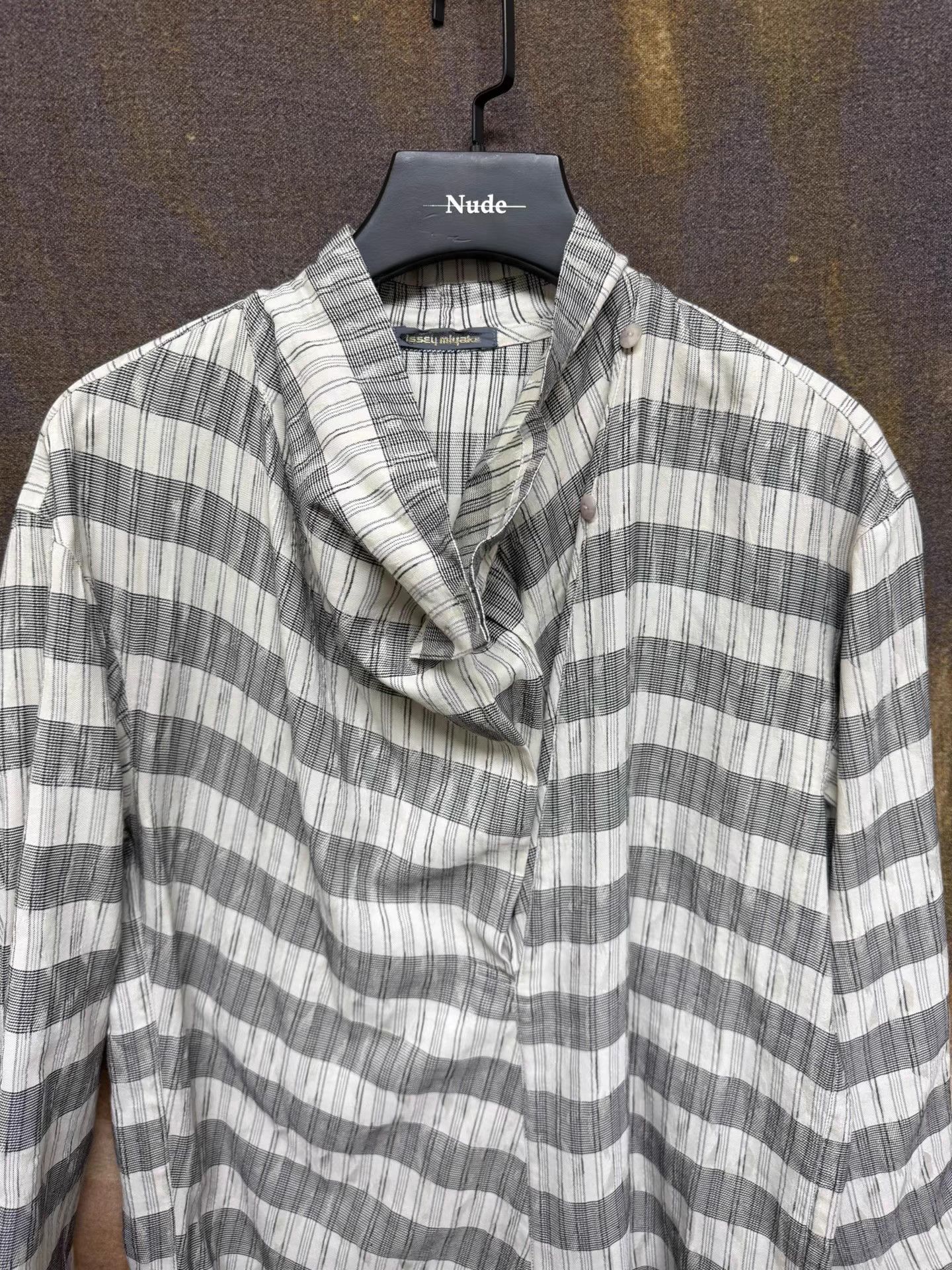 Issey Miyake Issey Miyake Vintage Stripe Scarf Collar Shirt K20 Size US M / EU 48-50 / 2 - 6 Thumbnail