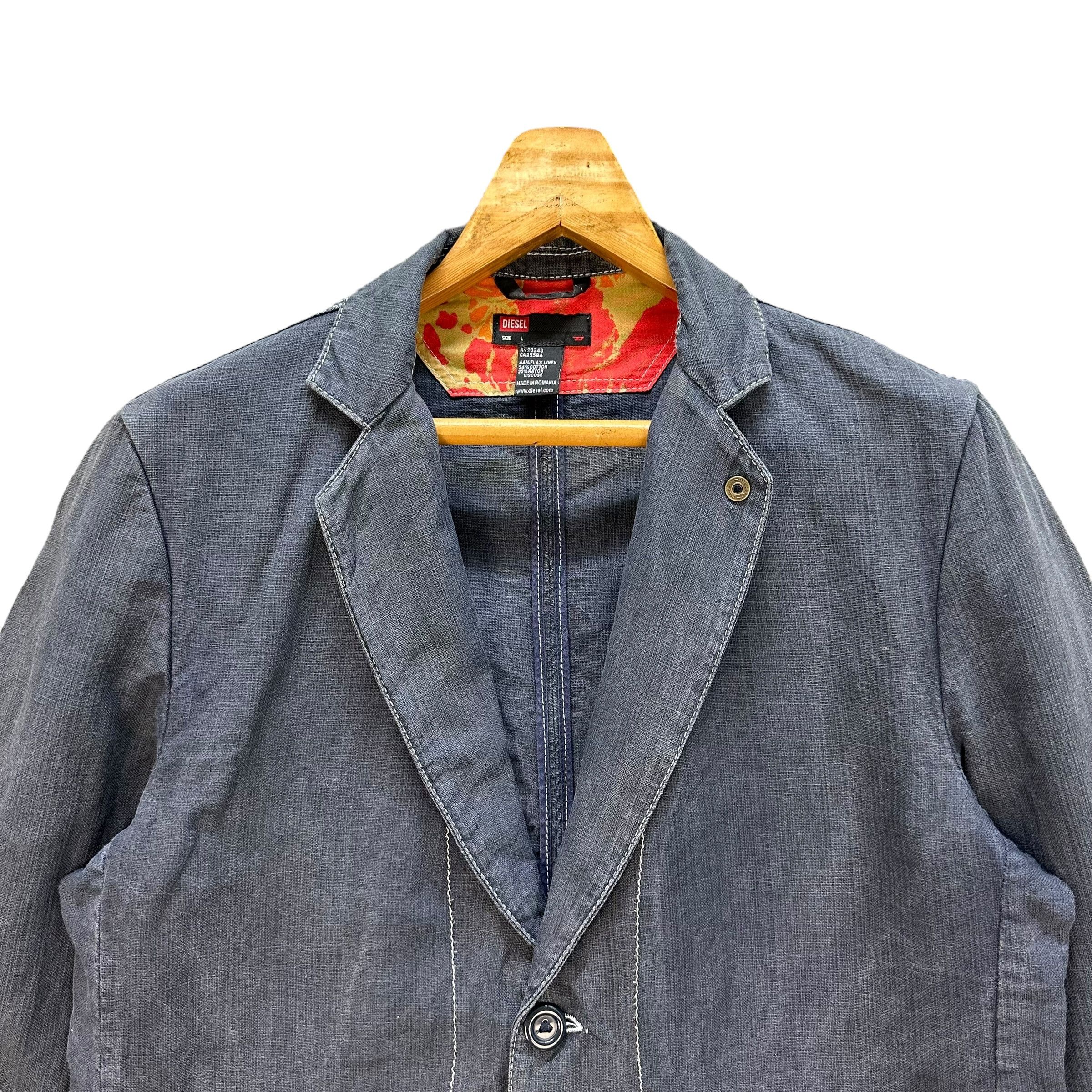 Diesel DIESEL Linen Cotton Rayon Casual Work Jacket #A55-1276 Size US L / EU 52-54 / 3 - 2 Thumbnail