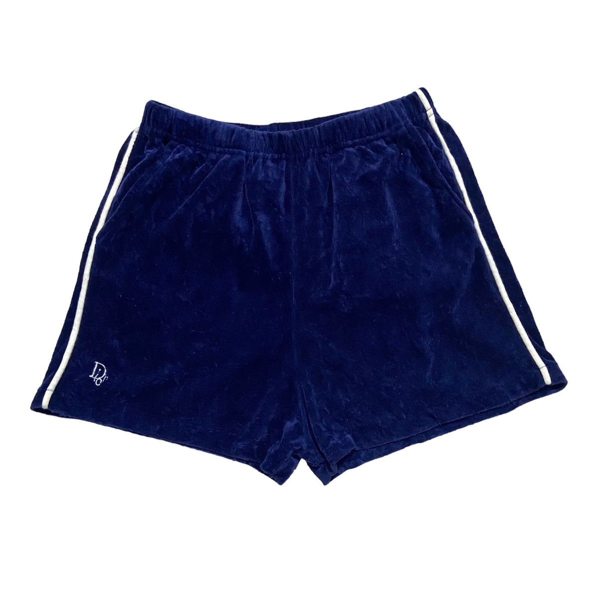 image of Christian Dior Monsieur x Dior Vintage Christian Dior Loungewear Velvet Shorts in Navy, Women's (Si