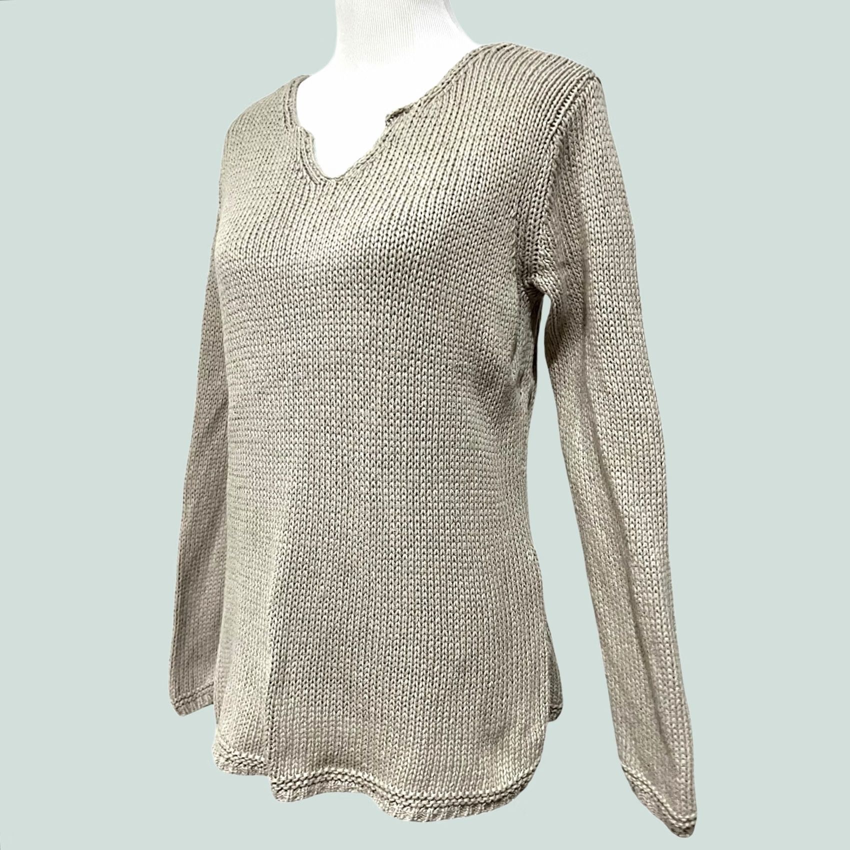 J. Jill VINTAGE J. Jill Women's Sweater Pullover Tunic XL Beige Mercerized Cotton Long Sleeve Size XL / US 12-14 / IT 48-50 - 1 Thumbnail